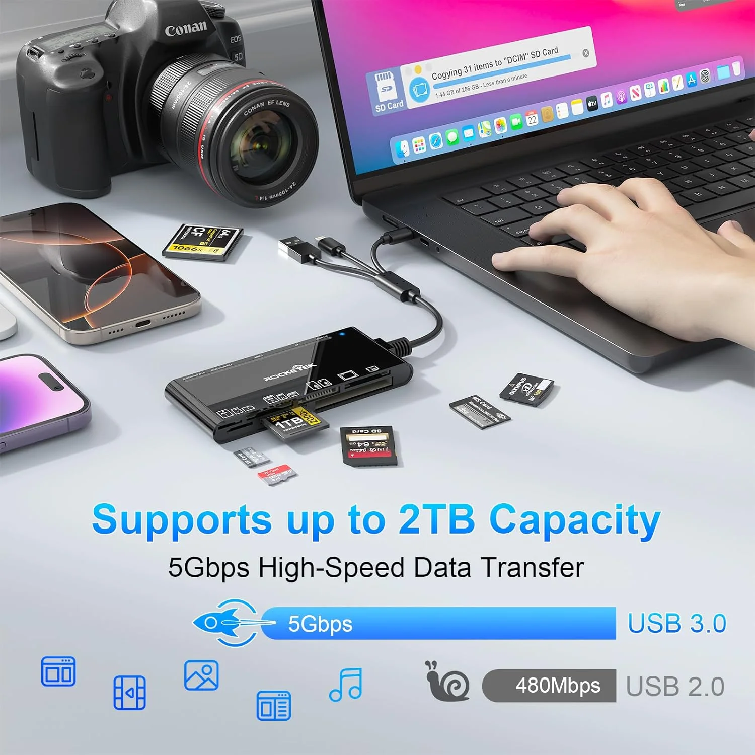 کارت خوان حافظه 7 در 3 - کارت خوان چندگانه USB C Lighting USB3.0 برای SD TF CF XD MS، آداپتور کارت خوان SD برای تلفن/پد/مک بوک/سامسونگ/کامپیوتر، اتصال و پخش، خواندن/نوشتن 5 گیگابیت بر ثانیه کارت خوان حافظه 7 در 3 - کارت خوان چندگانه USB C Lighting USB3.0 برای SD TF CF XD MS، آداپتور کارت خوان SD برای تلفن/پد/مک بوک/سامسونگ/کامپیوتر، اتصال و پخش، خواندن/نوشتن 5 گیگابیت بر ثانیه