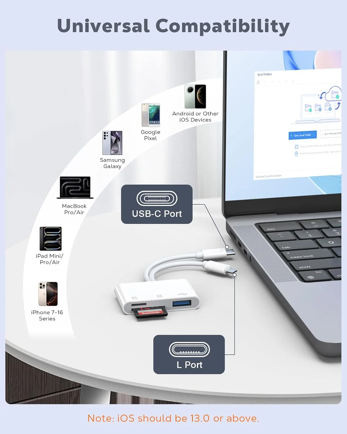 کارت خوان SD مدل MoKo برای آیفون/آیپد، کارت خوان حافظه USB C با اسلات کارت SD/TF آداپتور دوربین USB OTG، کارت خوان USBC دوگانه به Micro SD/SD/USB3.0 برای آیفون/آیپد/مک بوک/سامسونگ/گوگل کارت خوان SD مدل MoKo برای آیفون/آیپد، کارت خوان حافظه USB C با اسلات کارت SD/TF آداپتور دوربین USB OTG، کارت خوان USBC دوگانه به Micro SD/SD/USB3.0 برای آیفون/آیپد/مک بوک/سامسونگ/گوگل