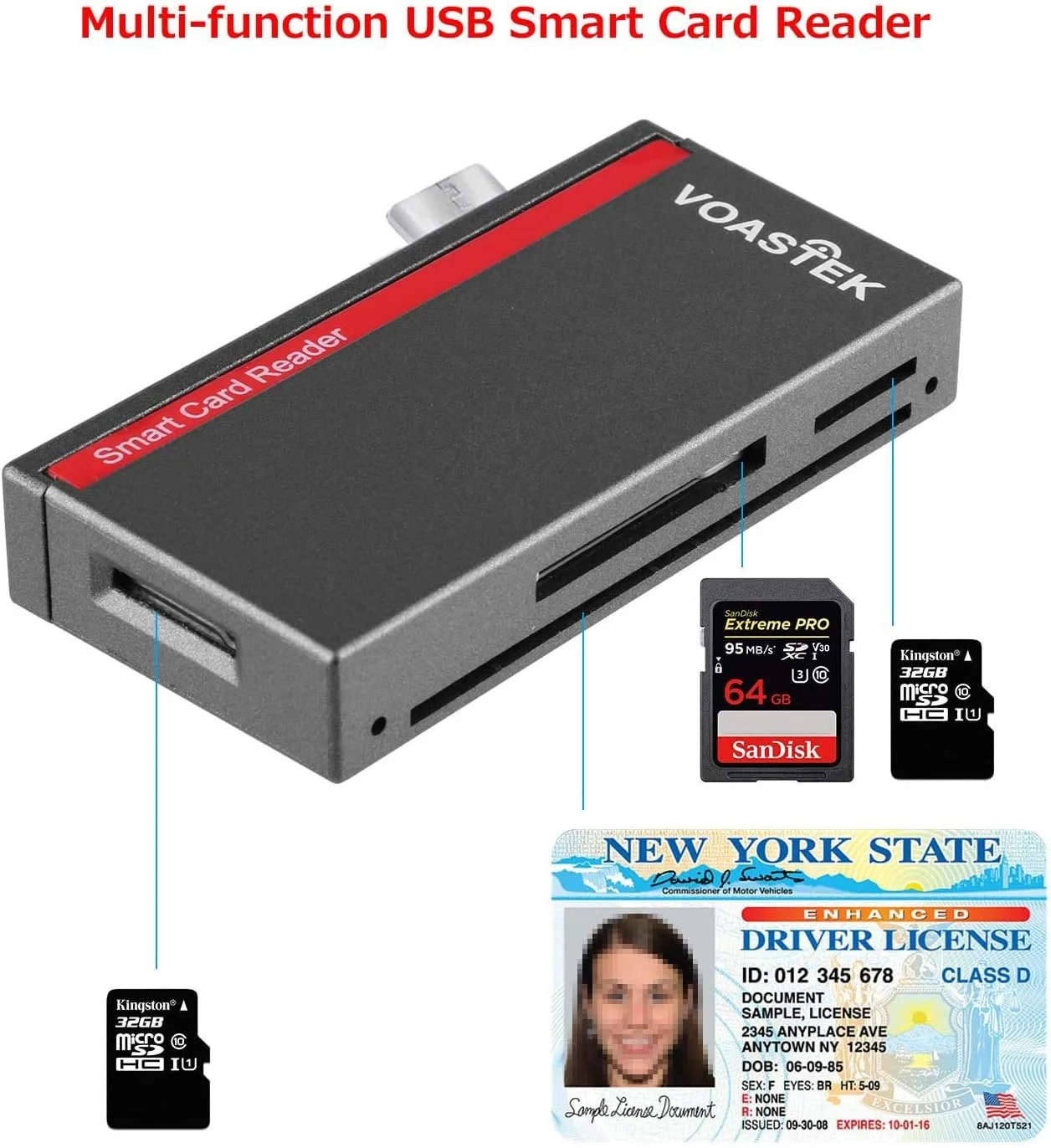 کارت خوان هوشمند USB C، کارت خوان CAC نظامی DOD سازگار با Mac، MacBook Pro، Chromebook و سایر لپتاپهای Type C | دارای 3 اسلات داخلی کارت خوان حافظه SD/Micro SD کارت خوان هوشمند USB C، کارت خوان CAC نظامی DOD سازگار با Mac، MacBook Pro، Chromebook و سایر لپتاپهای Type C | دارای 3 اسلات داخلی کارت خوان حافظه SD/Micro SD