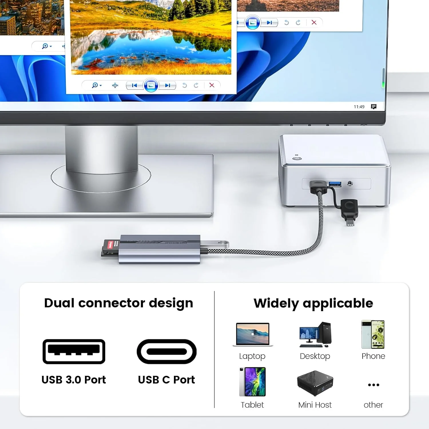 کارت خوان دوگانه MOGOOD CF Express Type B و SD 4.0، آداپتور USB A/C به Type B CF Express، کارت خوان حافظه USB 3.2 Gen 2 10Gbps CFexpress B برای عکاسان، مک بوک، لپ تاپ، تبلت و غیره کارت خوان دوگانه MOGOOD CF Express Type B و SD 4.0، آداپتور USB A/C به Type B CF Express، کارت خوان حافظه USB 3.2 Gen 2 10Gbps CFexpress B برای عکاسان، مک بوک، لپ تاپ، تبلت و غیره