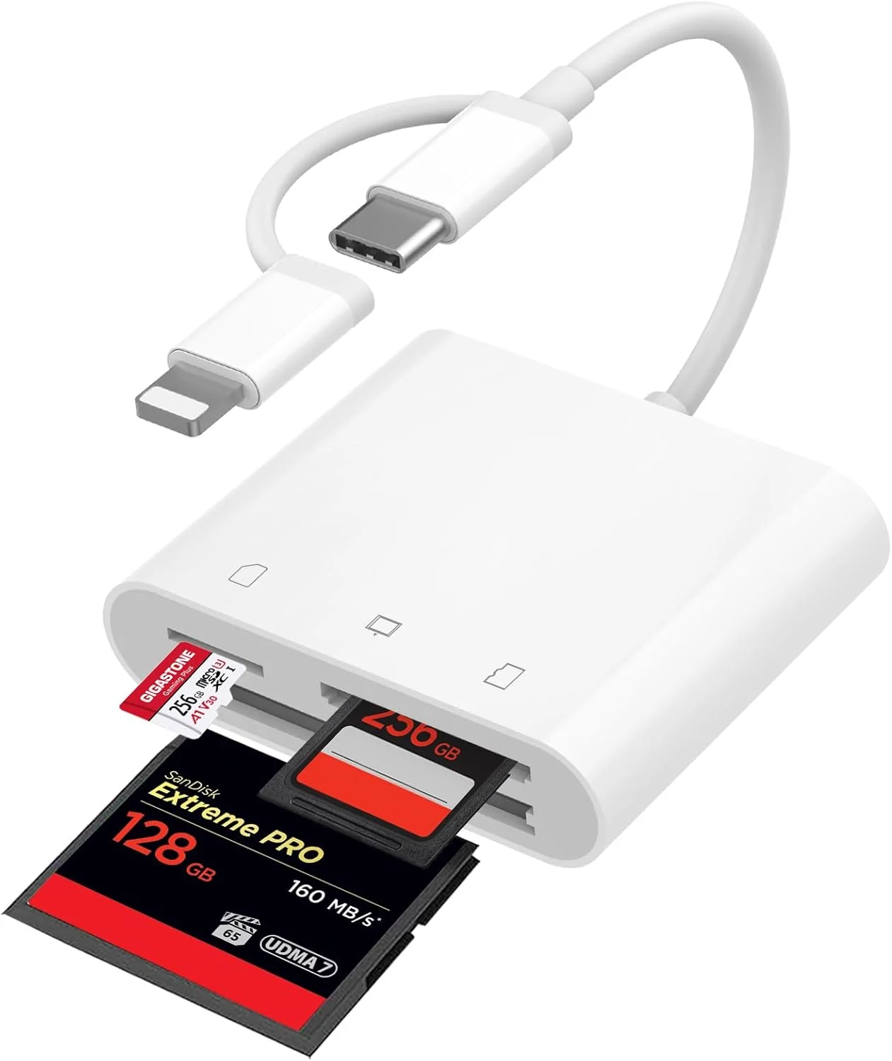 کارت خوان USB C SD برای آیفون 16/14/آیپد، آداپتور 3 اسلات USB Type C به CF/SD/MicroSD، سازگار با تلفن/اندروید/لپ تاپ، Plug&Play