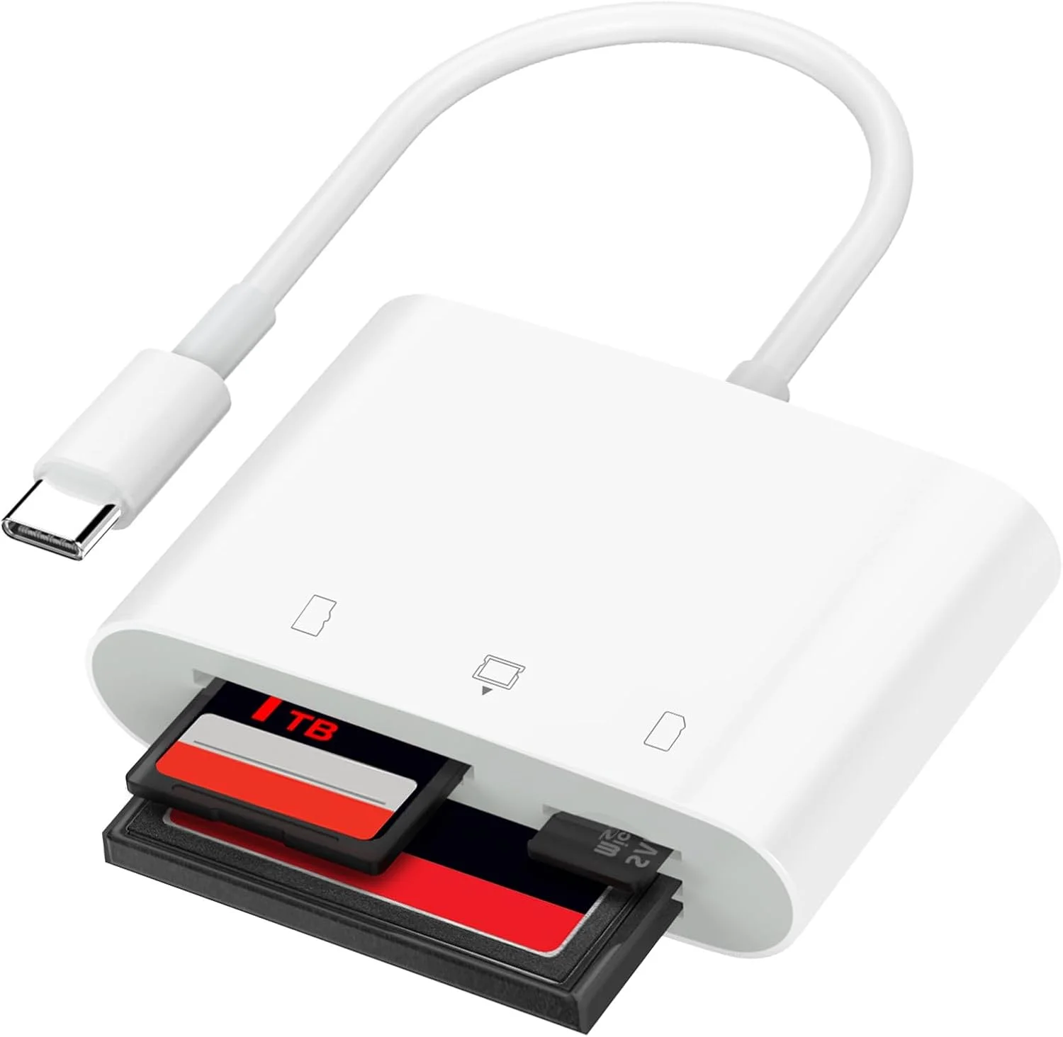 کارت خوان حافظه USB-C برای اندروید، مک بوک، لپ تاپ - آداپتور کارت SD، Micro SD، CF چند اسلاته