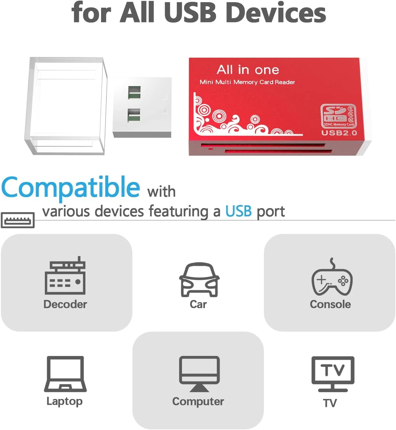 کارت خوان میکرو SD، آداپتور کارت خوان SD به USB مدل 4 در 1، کارت خوان حافظه برای MS Duo/Pro، کارت M2، SDXC، SDHC، MMC، RS-MMC، Micro SDXC، Micro SDHC و کارت TF (2 عدد قرمز) کارت خوان میکرو SD، آداپتور کارت خوان SD به USB مدل 4 در 1، کارت خوان حافظه برای MS Duo/Pro، کارت M2، SDXC، SDHC، MMC، RS-MMC، Micro SDXC، Micro SDHC و کارت TF (2 عدد قرمز)