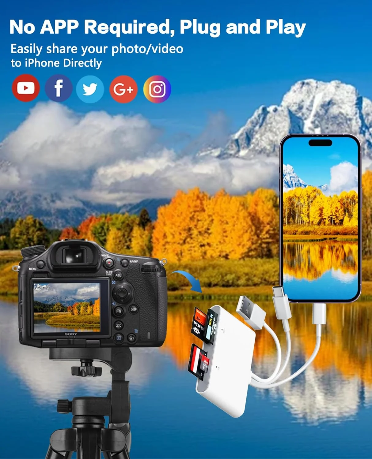 آداپتور کارت حافظه پرو دو - کارت خوان چند منظوره 4 در 1 SD/Micro SD/MS/xD-Picture-Card با L/C/USB OTG، مناسب برای آیفون 16/15/14 آیپد مک اندروید کامپیوتر کارت حافظه پرو دو مارک 2