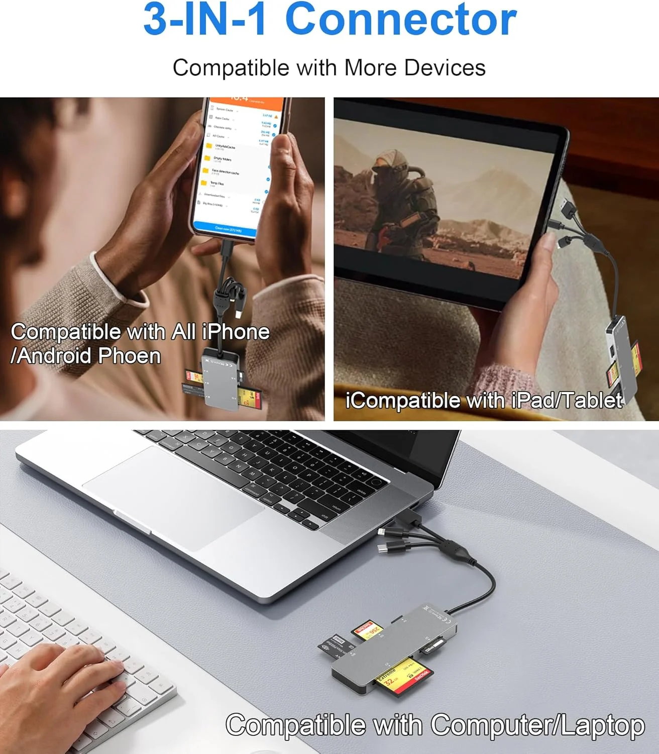 آداپتور کارت حافظه پرو دو برای آیفون/USB C/PC - کارت خوان آلومینیومی 5 در 1 SD/TF/CF/MS/XD، کارت خوان چند منظوره USB C لایتنینگ OTG آداپتور کارت حافظه پرو دو مارک 2 آداپتور کارت حافظه پرو دو برای آیفون/USB C/PC - کارت خوان آلومینیومی 5 در 1 SD/TF/CF/MS/XD، کارت خوان چند منظوره USB C لایتنینگ OTG آداپتور کارت حافظه پرو دو مارک 2