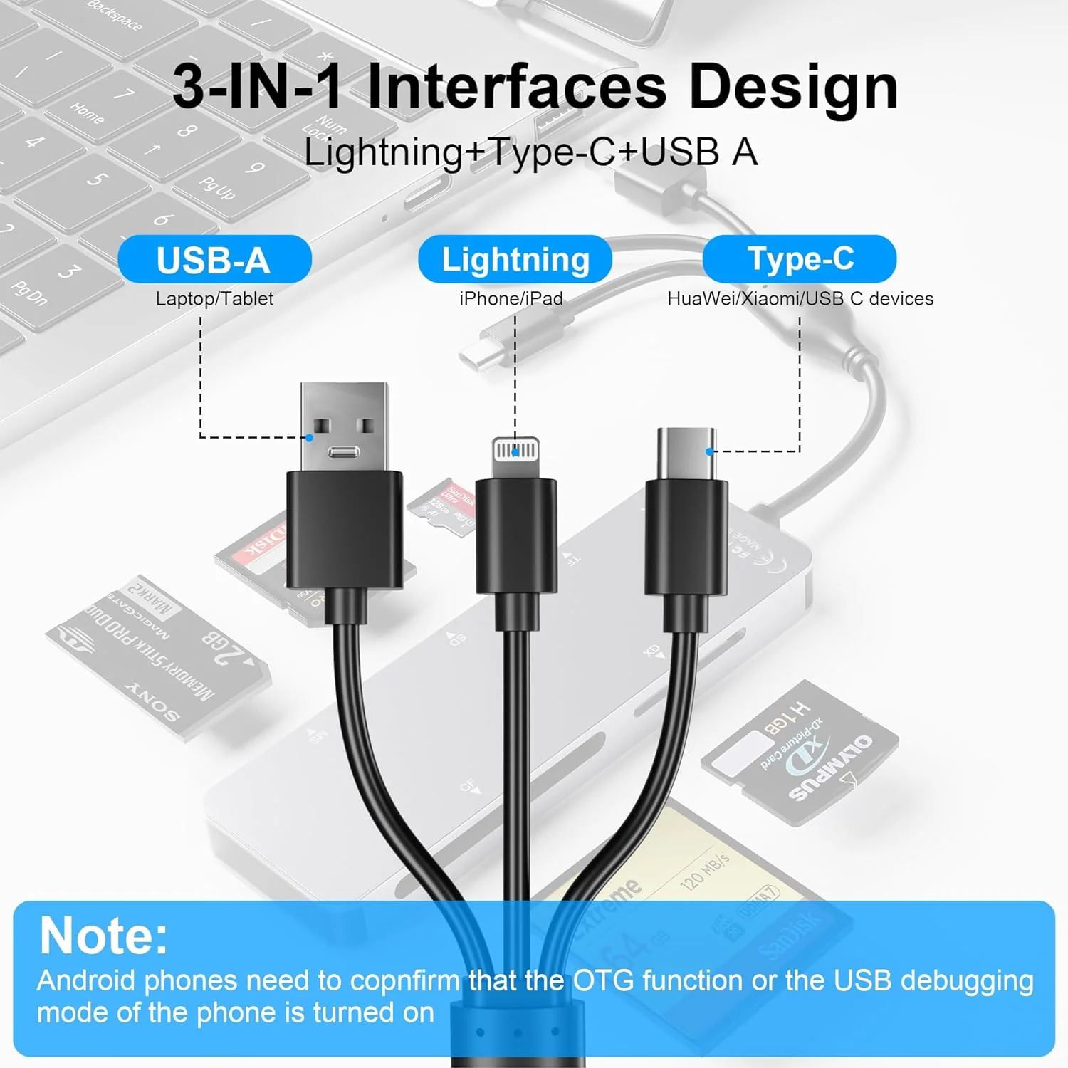 آداپتور کارت حافظه پرو Duo 5 در 1، کارت خوان چند منظوره حافظه، پشتیبانی از کارت های تصویری SD/TF/CF/MS/XD برای کامپیوتر/USB-C/آیفون، کارت خوان پرو Duo برای آیفون با لایتنینگ+USB A+USB C آداپتور کارت حافظه پرو Duo 5 در 1، کارت خوان چند منظوره حافظه، پشتیبانی از کارت های تصویری SD/TF/CF/MS/XD برای کامپیوتر/USB-C/آیفون، کارت خوان پرو Duo برای آیفون با لایتنینگ+USB A+USB C