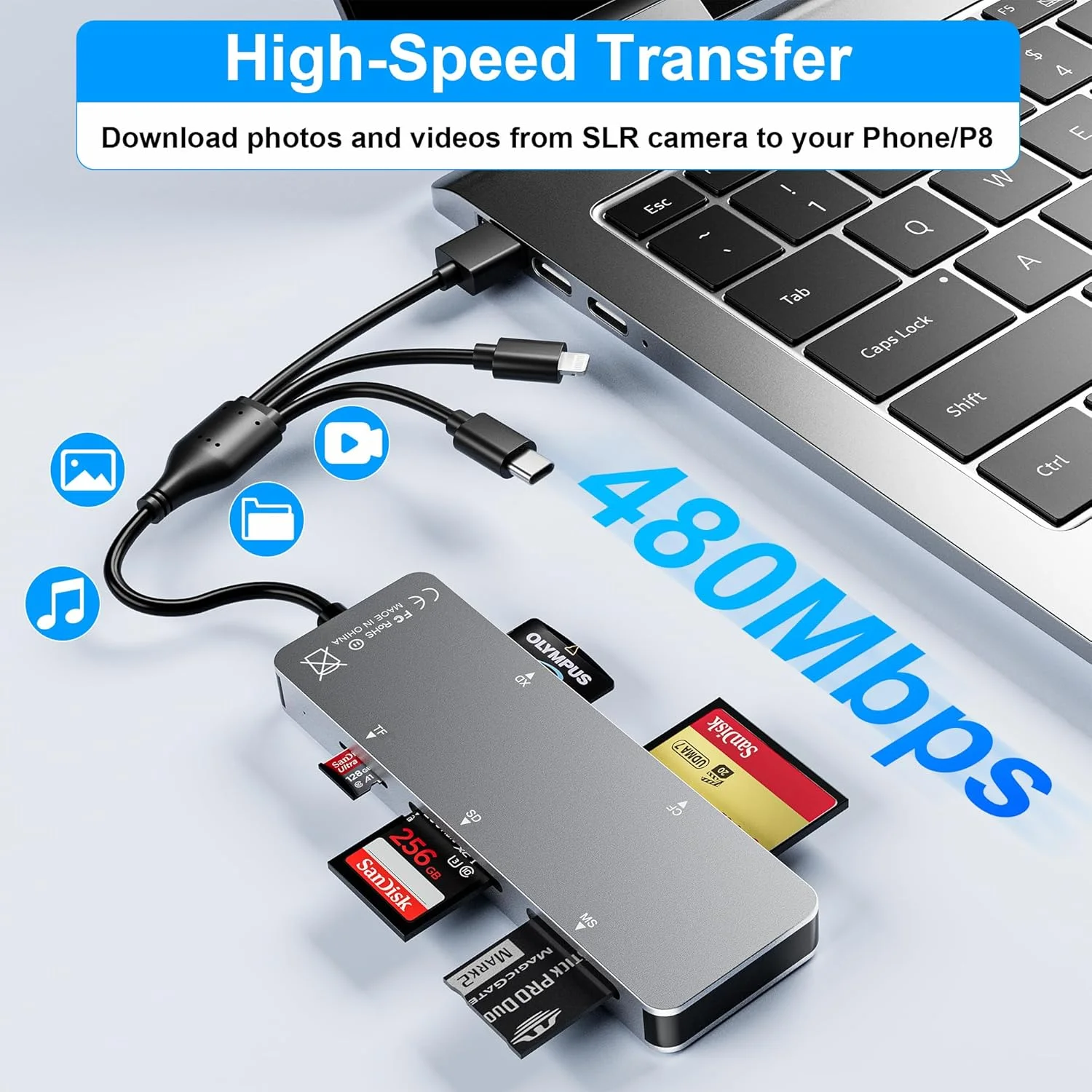 آداپتور کارت حافظه پرو Duo 5 در 1، کارت خوان چند منظوره حافظه، پشتیبانی از کارت های تصویری SD/TF/CF/MS/XD برای کامپیوتر/USB-C/آیفون، کارت خوان پرو Duo برای آیفون با لایتنینگ+USB A+USB C آداپتور کارت حافظه پرو Duo 5 در 1، کارت خوان چند منظوره حافظه، پشتیبانی از کارت های تصویری SD/TF/CF/MS/XD برای کامپیوتر/USB-C/آیفون، کارت خوان پرو Duo برای آیفون با لایتنینگ+USB A+USB C