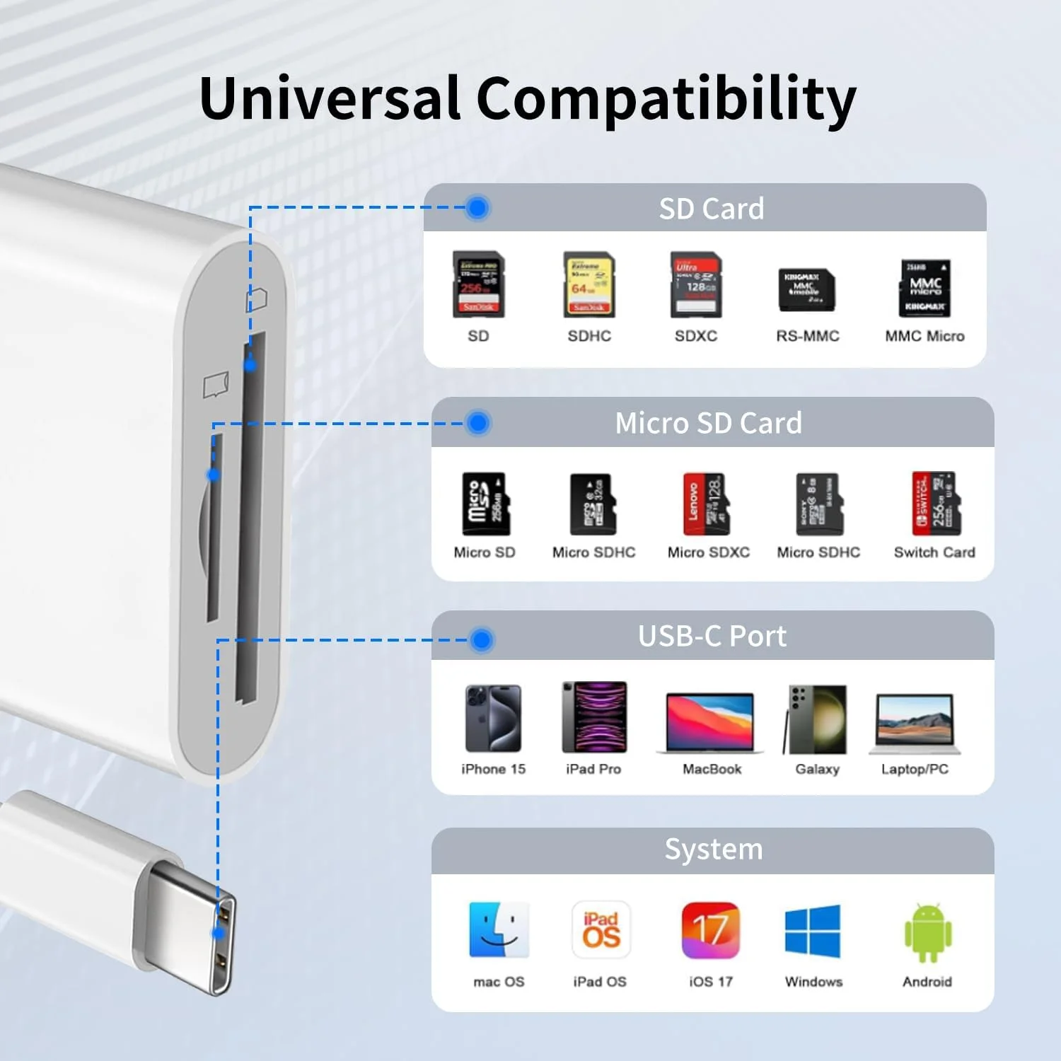 کارت خوان USB C SD برای آیفون 15 و 16/آیپد/مک بوک/مک، کارت خوان دوگانه USB Type C به SD، پشتیبانی از آداپتور کارت حافظه SD و MicroSD، نمایشگر دوربین Trail، اتصال و پخش برای دستگاه های USBC Typec بیشتر کارت خوان USB C SD برای آیفون 15 و 16/آیپد/مک بوک/مک، کارت خوان دوگانه USB Type C به SD، پشتیبانی از آداپتور کارت حافظه SD و MicroSD، نمایشگر دوربین Trail، اتصال و پخش برای دستگاه های USBC Typec بیشتر