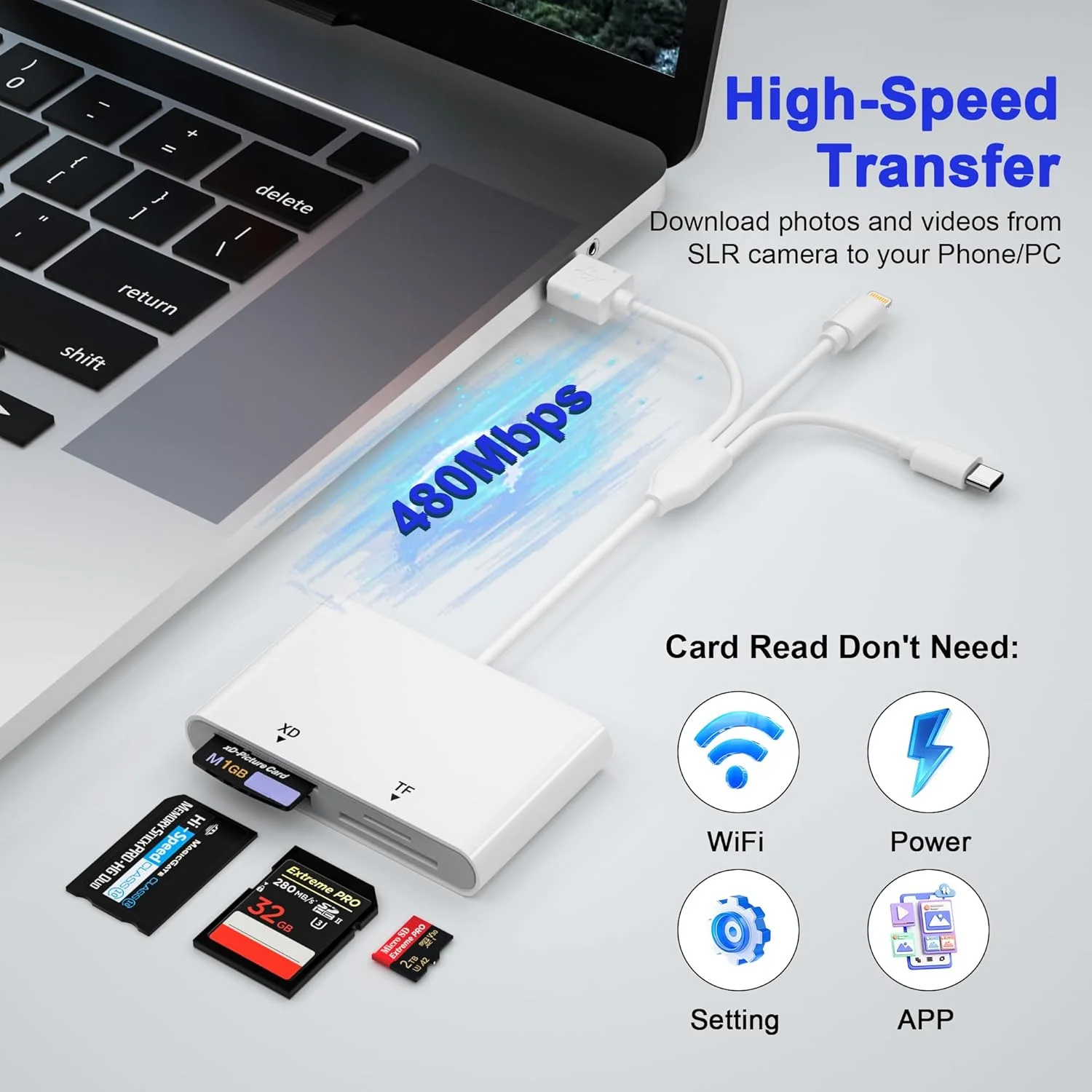 آداپتور کارت حافظه پرو دو برای آیفون/اندروید/کامپیوتر، کارت خوان 4 در 1 SD/TF/MS/XD، کارت خوان لایتنینگ/USB/USB-C OTG، کارت خوان پرو دو برای سونی، اتصال آسان آداپتور کارت حافظه پرو دو برای آیفون/اندروید/کامپیوتر، کارت خوان 4 در 1 SD/TF/MS/XD، کارت خوان لایتنینگ/USB/USB-C OTG، کارت خوان پرو دو برای سونی، اتصال آسان