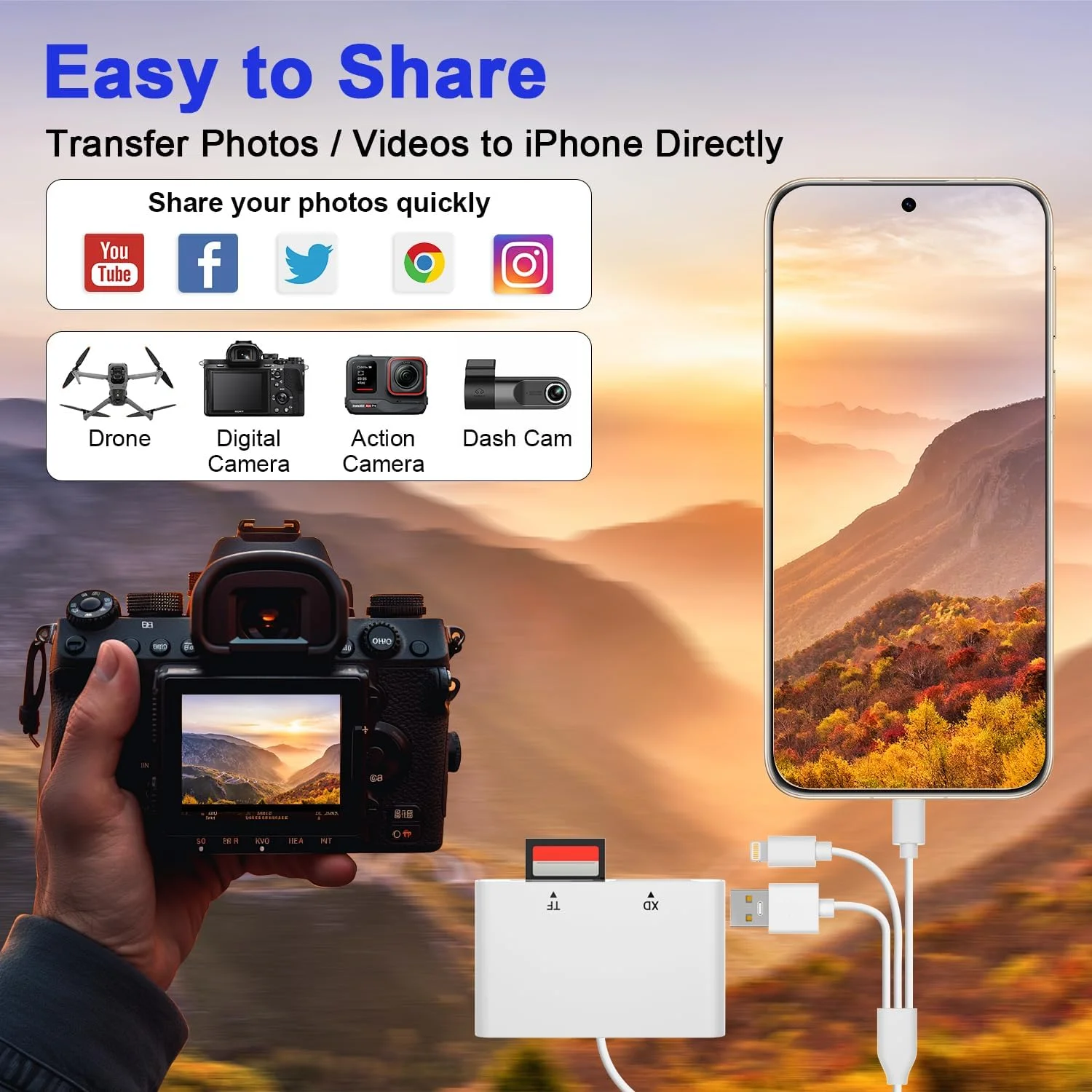 آداپتور کارت حافظه پرو دو برای آیفون/اندروید/کامپیوتر، کارت خوان 4 در 1 SD/TF/MS/XD، کارت خوان لایتنینگ/USB/USB-C OTG، کارت خوان پرو دو برای سونی، اتصال آسان آداپتور کارت حافظه پرو دو برای آیفون/اندروید/کامپیوتر، کارت خوان 4 در 1 SD/TF/MS/XD، کارت خوان لایتنینگ/USB/USB-C OTG، کارت خوان پرو دو برای سونی، اتصال آسان