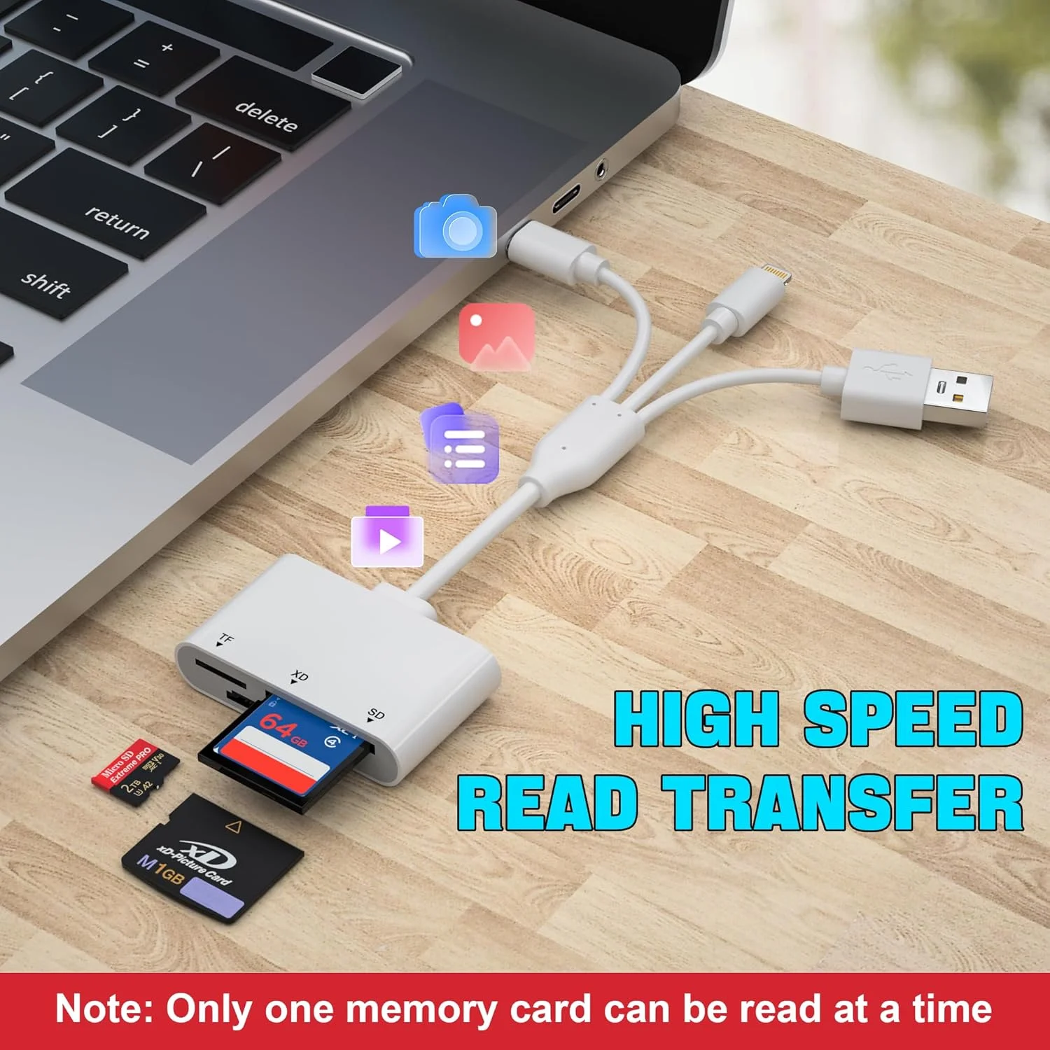 کارت خوان XD، کارت خوان SD برای آیفون با USB-C و لایتنینگ، آداپتور کارت 3 در 1 SD/MicroSD/xD-Picture، آداپتور کارت XD لایتنینگ+USB A+USB C برای آیفون 16/15/14/13/آیپد/PC/اندروید