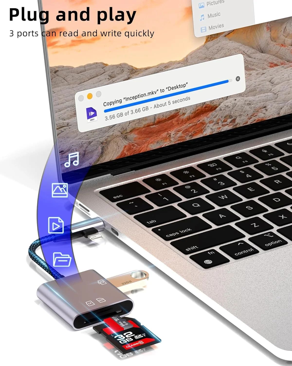 کارت خوان دوگانه USB C و Lightning به SD (3 در 2) آداپتور OTG 3.0 برای آیفون 16، 15، 14 پرو مکس، آیپد، مک بوک، دوربین دیجیتال، کارت حافظه میکرو SD TF، انتقال عکس و داده، فلش درایو، مبدل لپ تاپ