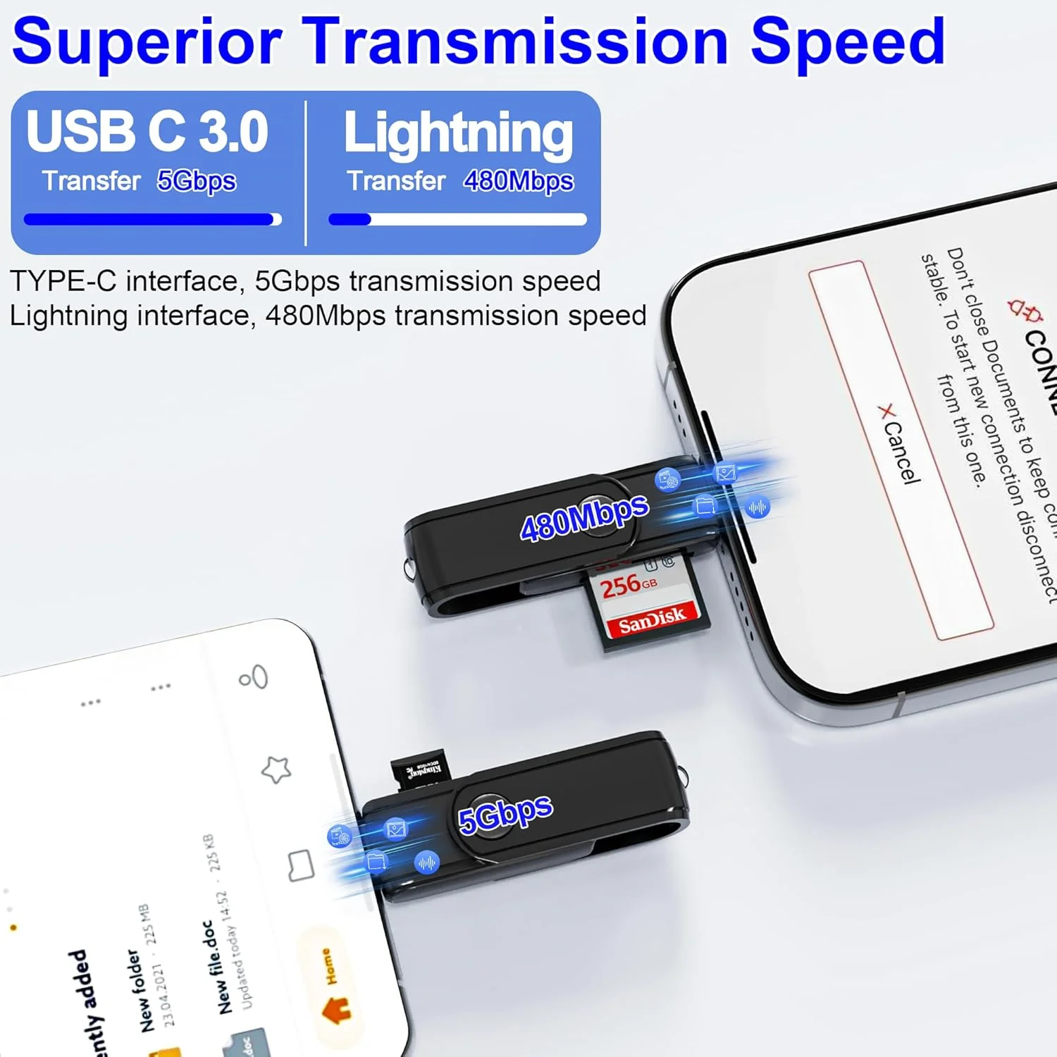 کارت خوان USB C لایتنینگ SD برای آیفون 15 آیپد مک - آداپتور کارت Micro SD/SD دو در یک (خواندن دو کارت به طور همزمان)، آداپتور دوربین دیجیتال قابل حمل، کارت خوان حافظه، اتصال و پخش