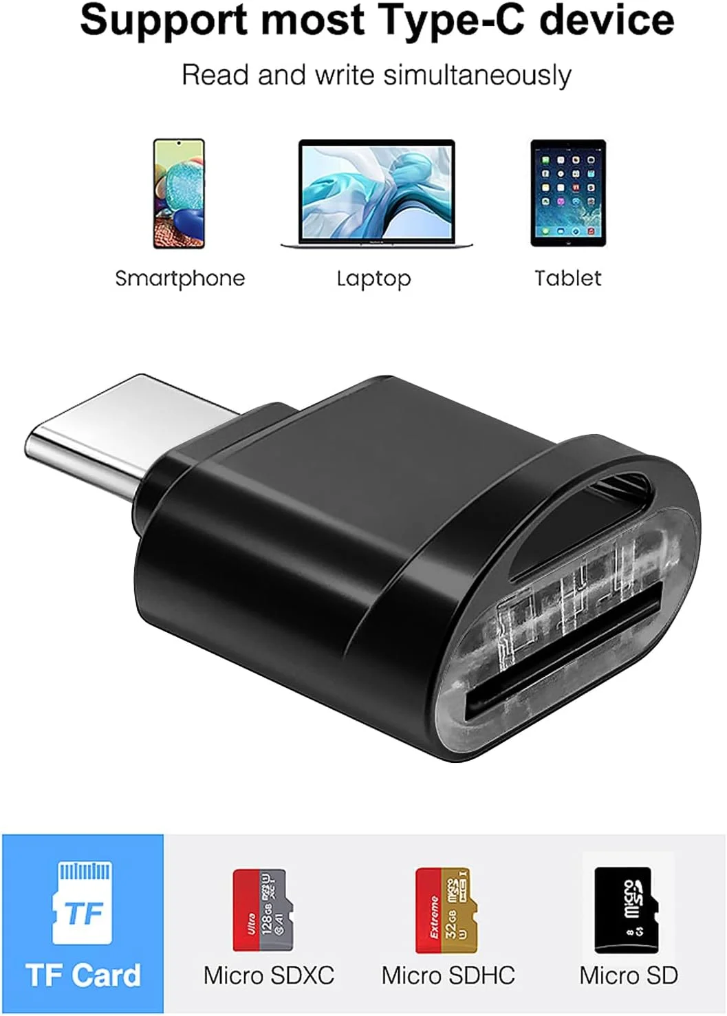 کارت خوان میکرو SD نوع C لیژان با جاکلیدی، آداپتور کارت خوان USB C به میکرو SD SDHC SDXC OTG، سازگار با MacBook Windows Lixus Samsung Galaxy - مشکی کارت خوان میکرو SD نوع C لیژان با جاکلیدی، آداپتور کارت خوان USB C به میکرو SD SDHC SDXC OTG، سازگار با MacBook Windows Lixus Samsung Galaxy - مشکی