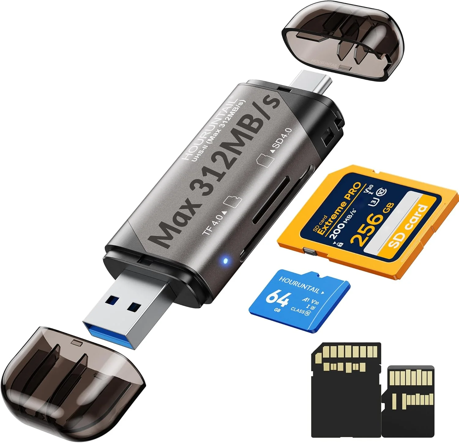 کارت خوان USB Type C 3.0 3.1 SD&TF 4.0، آداپتور حافظه خارجی دوگانه با سرعت بالا 312 مگابایت بر ثانیه UHS-II برای SDXC، SDHC، MicroSD، MMC، RS-MMC، Micro SDXC، Micro SDHC اندروید، کامپیوتر و مک کارت خوان USB Type C 3.0 3.1 SD&TF 4.0، آداپتور حافظه خارجی دوگانه با سرعت بالا 312 مگابایت بر ثانیه UHS-II برای SDXC، SDHC، MicroSD، MMC، RS-MMC، Micro SDXC، Micro SDHC اندروید، کامپیوتر و مک