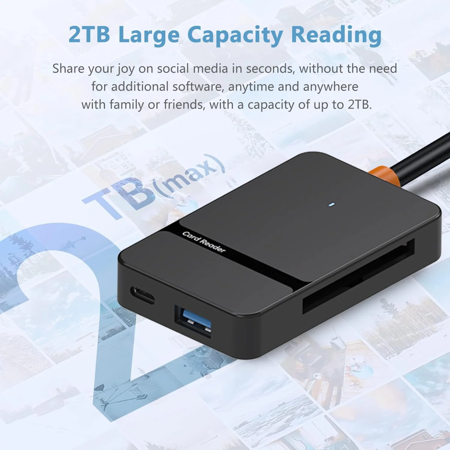 کارت خوان چند منظوره USB C USB 3.0 با رابط دوگانه، آداپتور OTG، دارای 4 اسلات کارت، پورت های USB C/A، سرعت 5 گیگابیت بر ثانیه، ظرفیت 2 ترابایت، مناسب برای کارت های SD MS CF TF، سازگار با iPhone/iPad/MacBook/Samsung