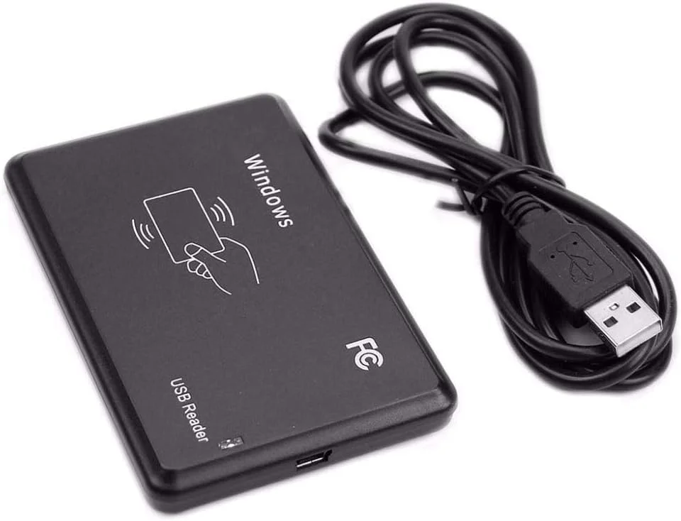 HiLetgo کارتخوان USB RFID با فرکانس 125Khz مدل EM4100، کارتخوان کشیدنی، اتصال آسان با کابل (فقط کارت های شناسایی 125kHz را می خواند، کارت IC را نمی خواند. تصاویر محصول را ببینید)