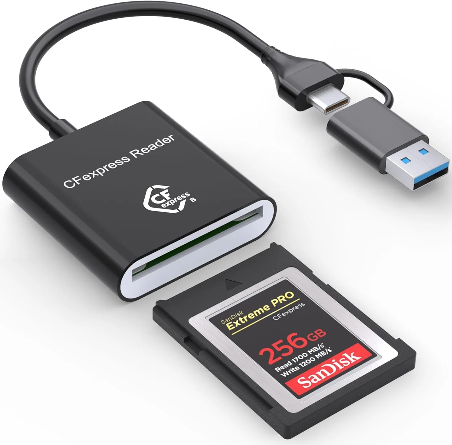 کارت خوان CF Express Type B با USB 3.2 (Gen 2) 10Gbps، آداپتور CFexpress Type-B دو در یک USB-C و USB-A، سازگار با ویندوز/مک/لینوکس/اندروید، برای کامپیوتر، آیفون 16/15، لپ تاپ، تبلت، تلفن های هوشمند کارت خوان CF Express Type B با USB 3.2 (Gen 2) 10Gbps، آداپتور CFexpress Type-B دو در یک USB-C و USB-A، سازگار با ویندوز/مک/لینوکس/اندروید، برای کامپیوتر، آیفون 16/15، لپ تاپ، تبلت، تلفن های هوشمند
