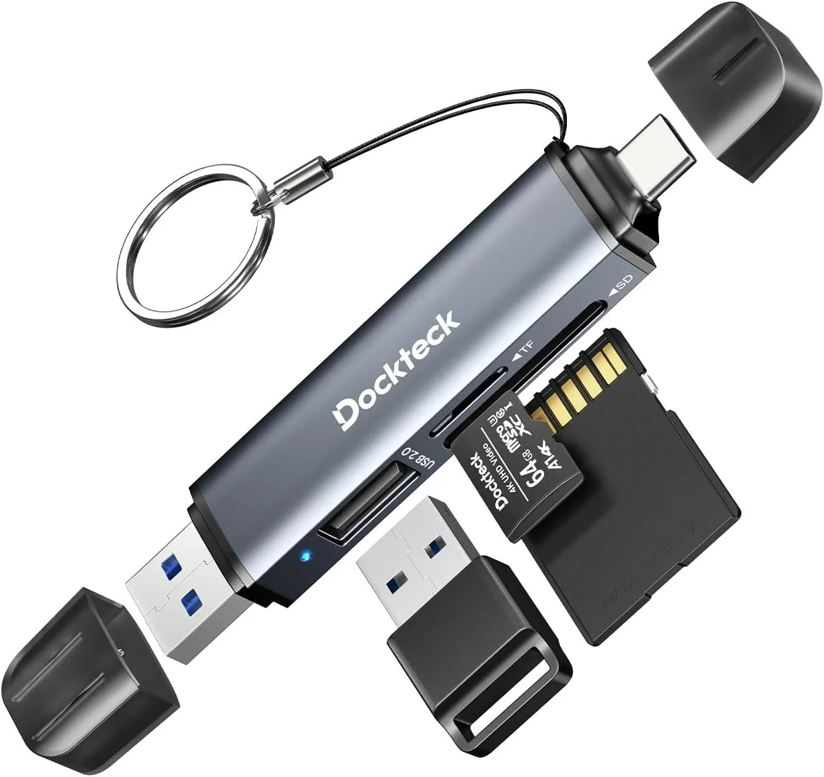 کارت خوان SD داکتک، کارت خوان USB 3.0 SD/TF با سرعت فوق العاده 5G، کارت خوان حافظه 3 اسلات USB A/C به SD/Micro SD/USB A برای UHS-I SD/Micro SD/SDHC/SDXC/MMC، پشتیبانی از OTG برای اتصال و پخش کارت خوان SD داکتک، کارت خوان USB 3.0 SD/TF با سرعت فوق العاده 5G، کارت خوان حافظه 3 اسلات USB A/C به SD/Micro SD/USB A برای UHS-I SD/Micro SD/SDHC/SDXC/MMC، پشتیبانی از OTG برای اتصال و پخش