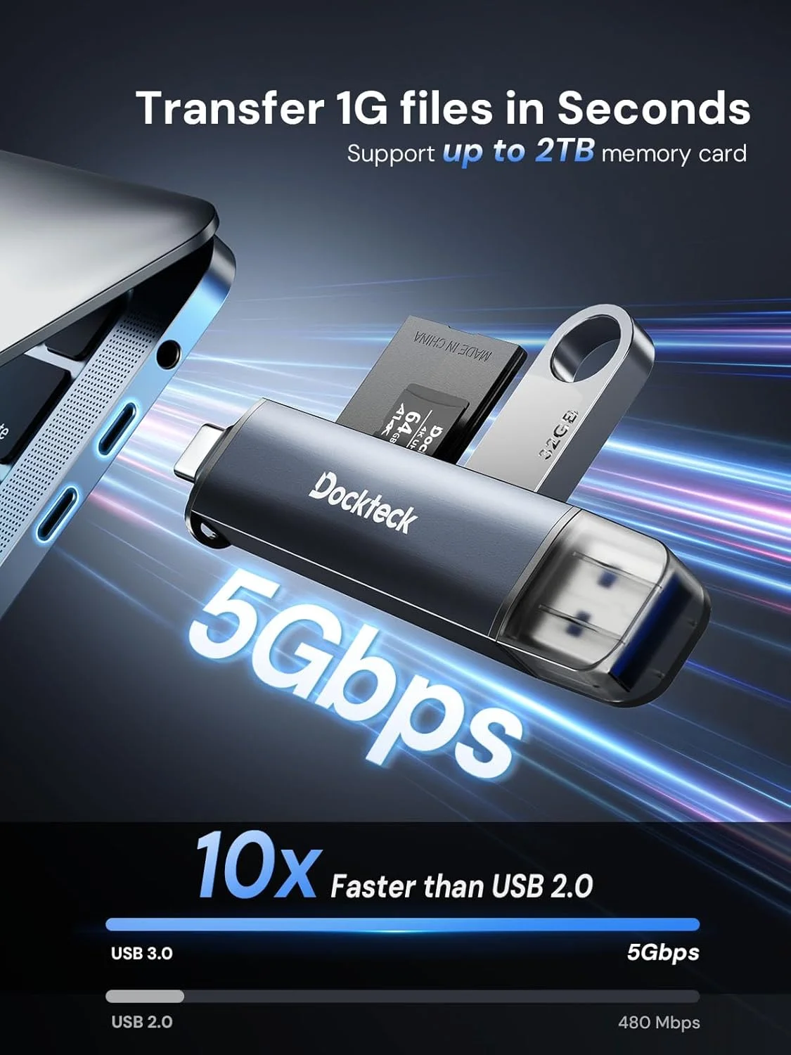 کارت خوان SD داکتک، کارت خوان USB 3.0 SD/TF با سرعت فوق العاده 5G، کارت خوان حافظه 3 اسلات USB A/C به SD/Micro SD/USB A برای UHS-I SD/Micro SD/SDHC/SDXC/MMC، پشتیبانی از OTG برای اتصال و پخش کارت خوان SD داکتک، کارت خوان USB 3.0 SD/TF با سرعت فوق العاده 5G، کارت خوان حافظه 3 اسلات USB A/C به SD/Micro SD/USB A برای UHS-I SD/Micro SD/SDHC/SDXC/MMC، پشتیبانی از OTG برای اتصال و پخش