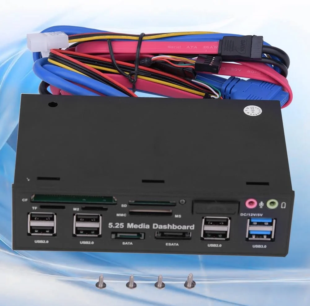 پنل جلویی داشبورد رسانه 5.25 اینچی، هاب USB 3.0 چند منظوره، کارت خوان TF M2 SD MS، پنل ورودی/خروجی جلویی دسکتاپ، کارت خوان داخلی (M2 / TF/SD/MMC/MS/CF) پنل جلویی داشبورد رسانه 5.25 اینچی، هاب USB 3.0 چند منظوره، کارت خوان TF M2 SD MS، پنل ورودی/خروجی جلویی دسکتاپ، کارت خوان داخلی (M2 / TF/SD/MMC/MS/CF)