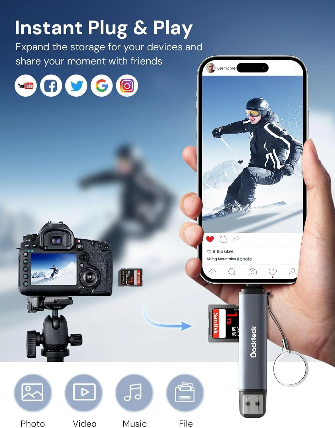 کارت خوان SD داکتک، کارت خوان USB 3.0 SD/TF با سرعت فوق العاده 5G، کارت خوان حافظه 3 اسلات USB A/C به SD/Micro SD/USB A برای UHS-I SD/Micro SD/SDHC/SDXC/MMC، پشتیبانی از OTG برای اتصال و پخش کارت خوان SD داکتک، کارت خوان USB 3.0 SD/TF با سرعت فوق العاده 5G، کارت خوان حافظه 3 اسلات USB A/C به SD/Micro SD/USB A برای UHS-I SD/Micro SD/SDHC/SDXC/MMC، پشتیبانی از OTG برای اتصال و پخش