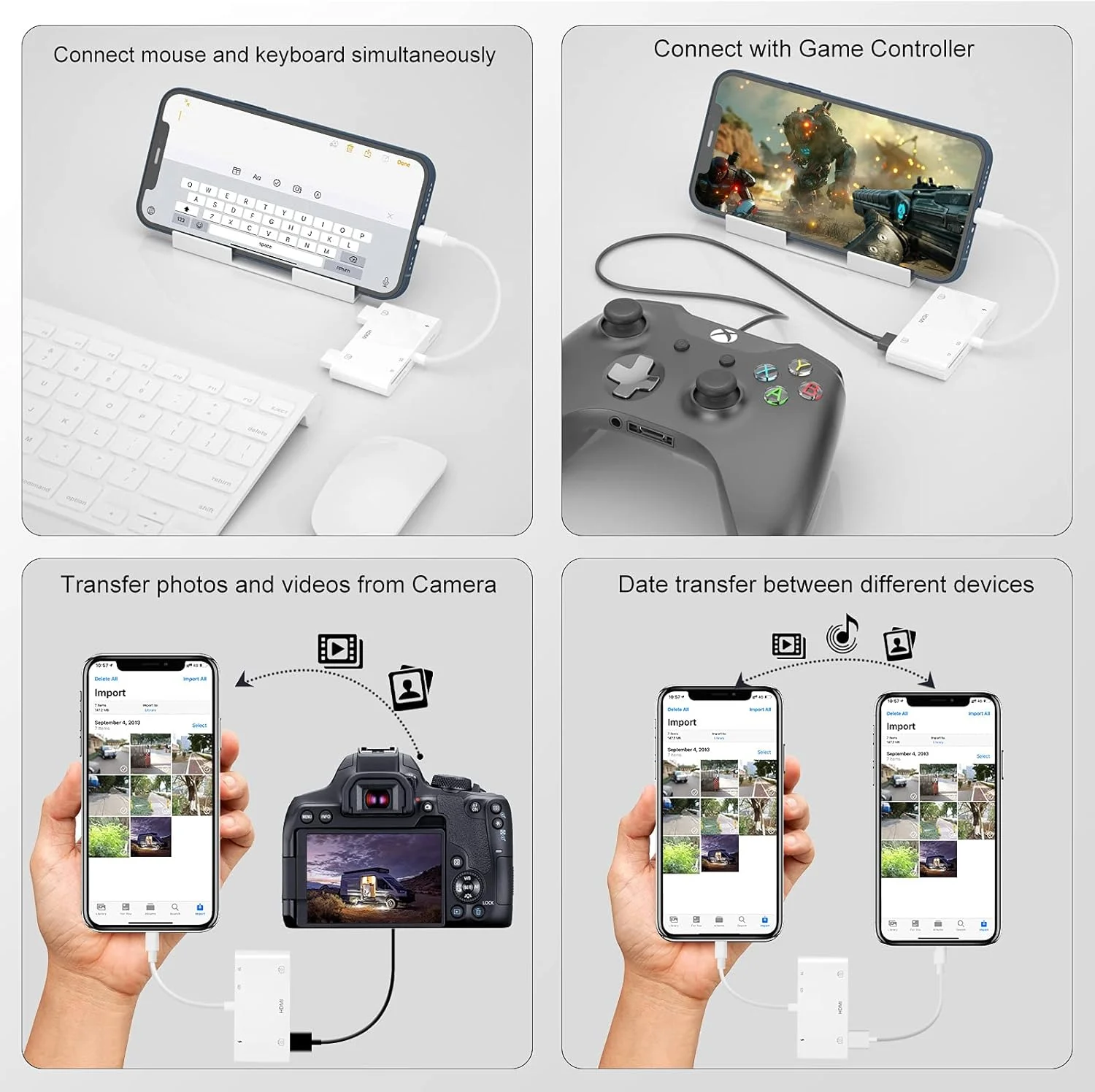 تبدیل لایتنینگ به HDMI با پورت USB، کارت خوان SD برای آیفون، آداپتور دوربین 6 در 1 برای آیفون، پشتیبانی از کیبورد MIDI، ماوس، تلویزیون HD/پروژکتور/مانیتور، اتصال و پخش تبدیل لایتنینگ به HDMI با پورت USB، کارت خوان SD برای آیفون، آداپتور دوربین 6 در 1 برای آیفون، پشتیبانی از کیبورد MIDI، ماوس، تلویزیون HD/پروژکتور/مانیتور، اتصال و پخش