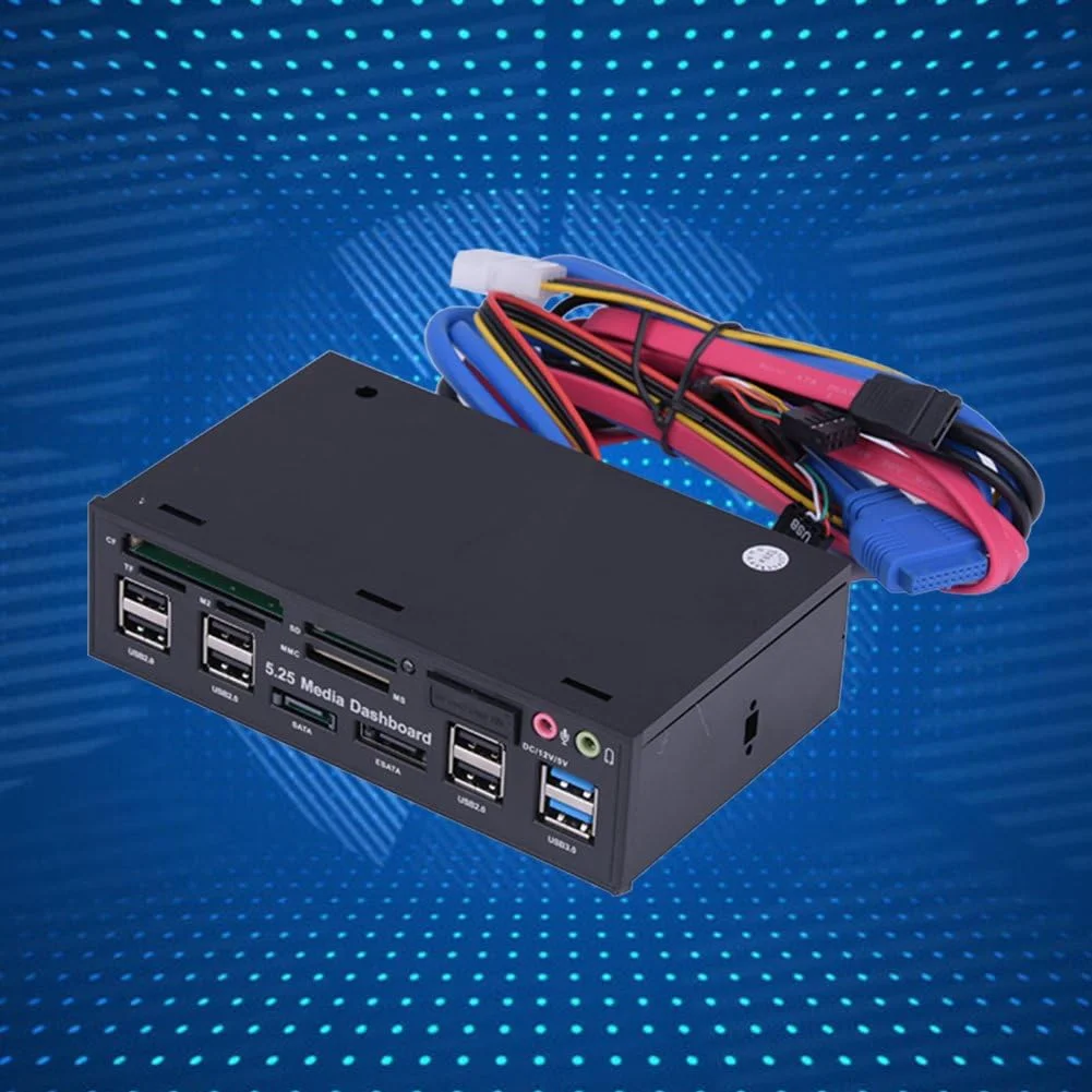 پنل جلویی داشبورد رسانه 5.25 اینچی، هاب USB 3.0 چند منظوره، کارت خوان TF M2 SD MS، پنل ورودی/خروجی جلویی دسکتاپ، کارت خوان داخلی (M2 / TF/SD/MMC/MS/CF) پنل جلویی داشبورد رسانه 5.25 اینچی، هاب USB 3.0 چند منظوره، کارت خوان TF M2 SD MS، پنل ورودی/خروجی جلویی دسکتاپ، کارت خوان داخلی (M2 / TF/SD/MMC/MS/CF)