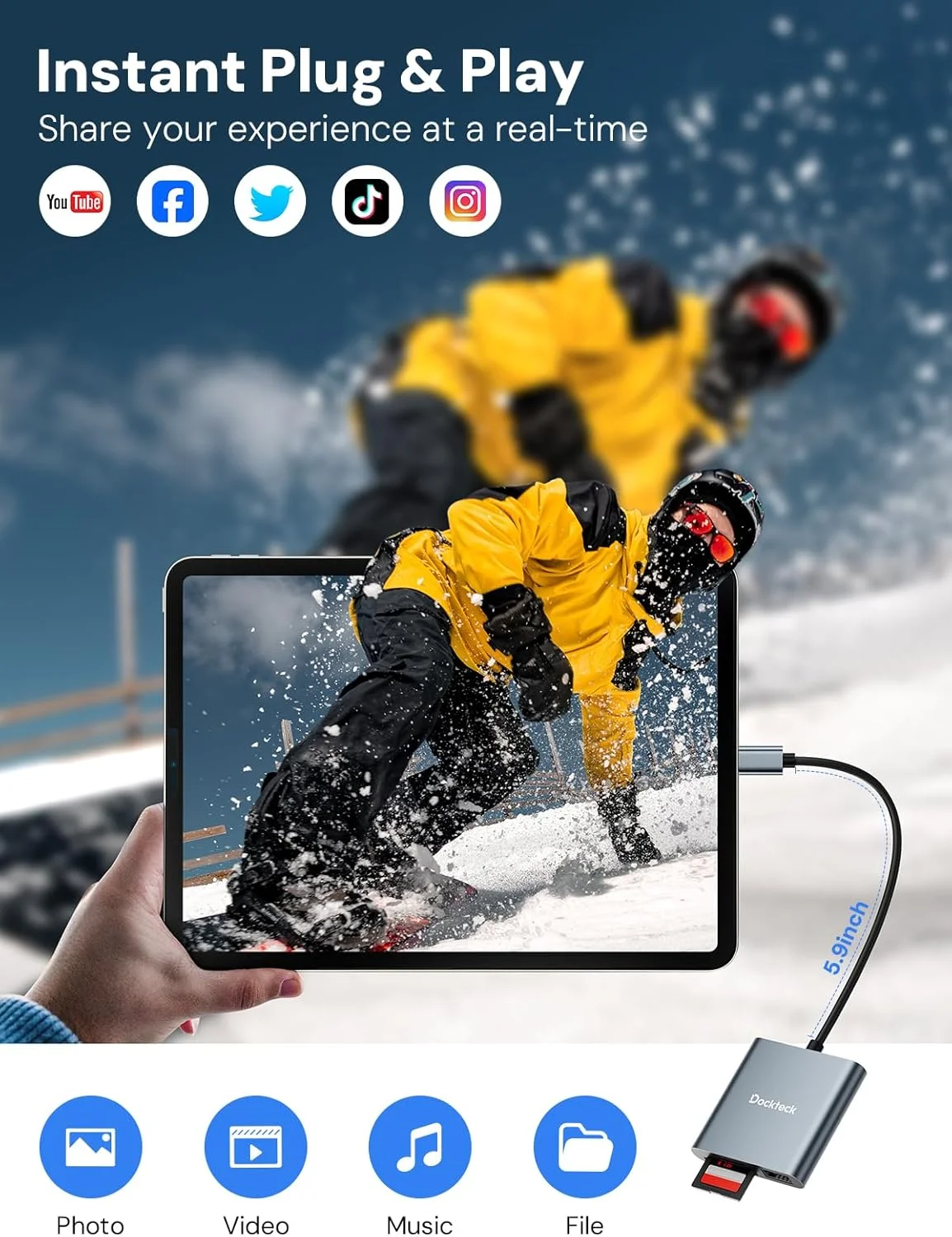 آداپتور کارت خوان SD داکتک، سرعت فوق العاده 312 مگابایت بر ثانیه SD4.0، کارت خوان USB3.1 SD/TF، کارت خوان حافظه 3 اسلات USBC به SD/Micro SD/USB A برای UHS-Ⅱ-ⅠSD/Micro SD/SDHC/SDXC/MMC، با OTG برای اتصال و پخش آداپتور کارت خوان SD داکتک، سرعت فوق العاده 312 مگابایت بر ثانیه SD4.0، کارت خوان USB3.1 SD/TF، کارت خوان حافظه 3 اسلات USBC به SD/Micro SD/USB A برای UHS-Ⅱ-ⅠSD/Micro SD/SDHC/SDXC/MMC، با OTG برای اتصال و پخش