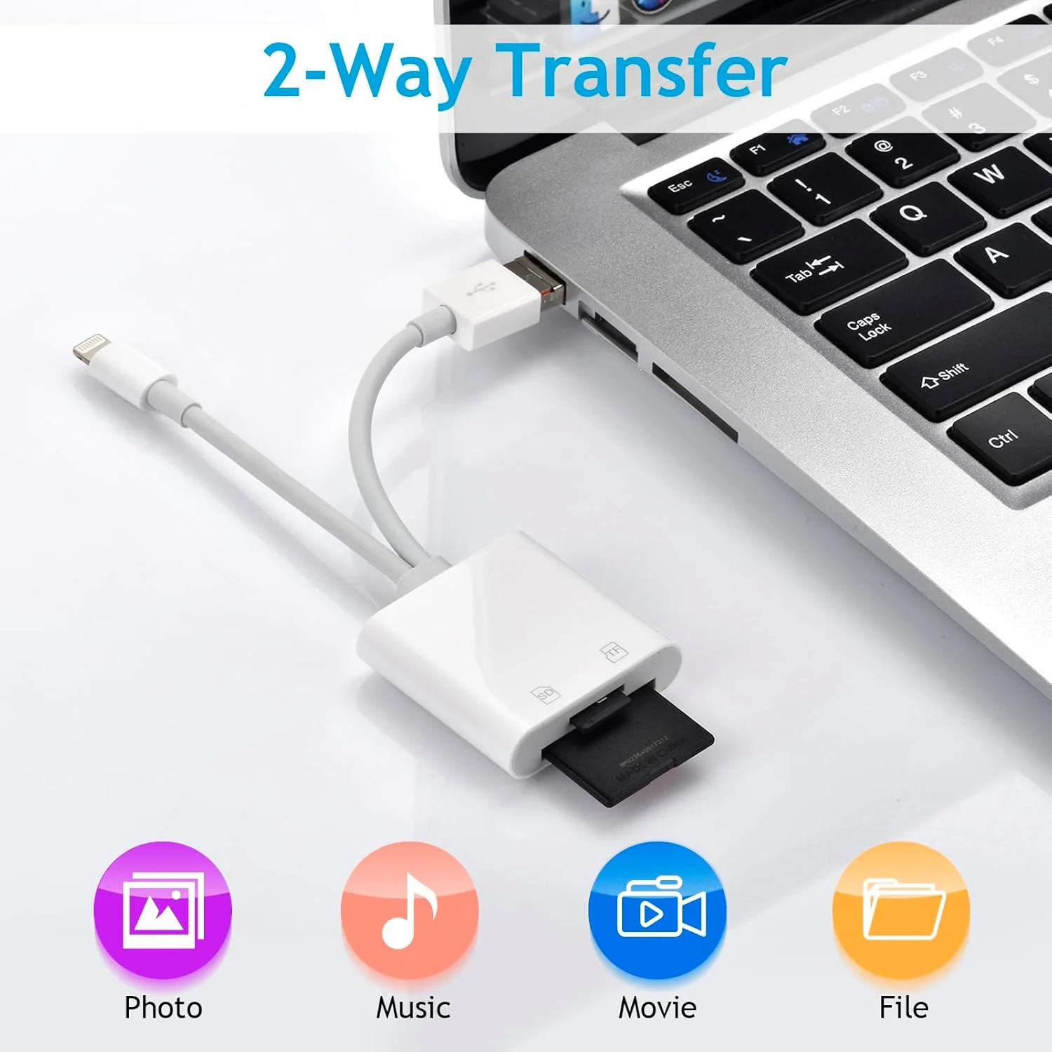 کارت خوان SD سه در یک برای آیفون آیپد با USB A و Type C، کارت خوان حافظه SD برای آیفون/آیپد/اندروید/مک بوک/کامپیوتر/تبلت/دوربین/هارد دیسک/فلش درایو، اتصال و استفاده کارت خوان SD سه در یک برای آیفون آیپد با USB A و Type C، کارت خوان حافظه SD برای آیفون/آیپد/اندروید/مک بوک/کامپیوتر/تبلت/دوربین/هارد دیسک/فلش درایو، اتصال و استفاده