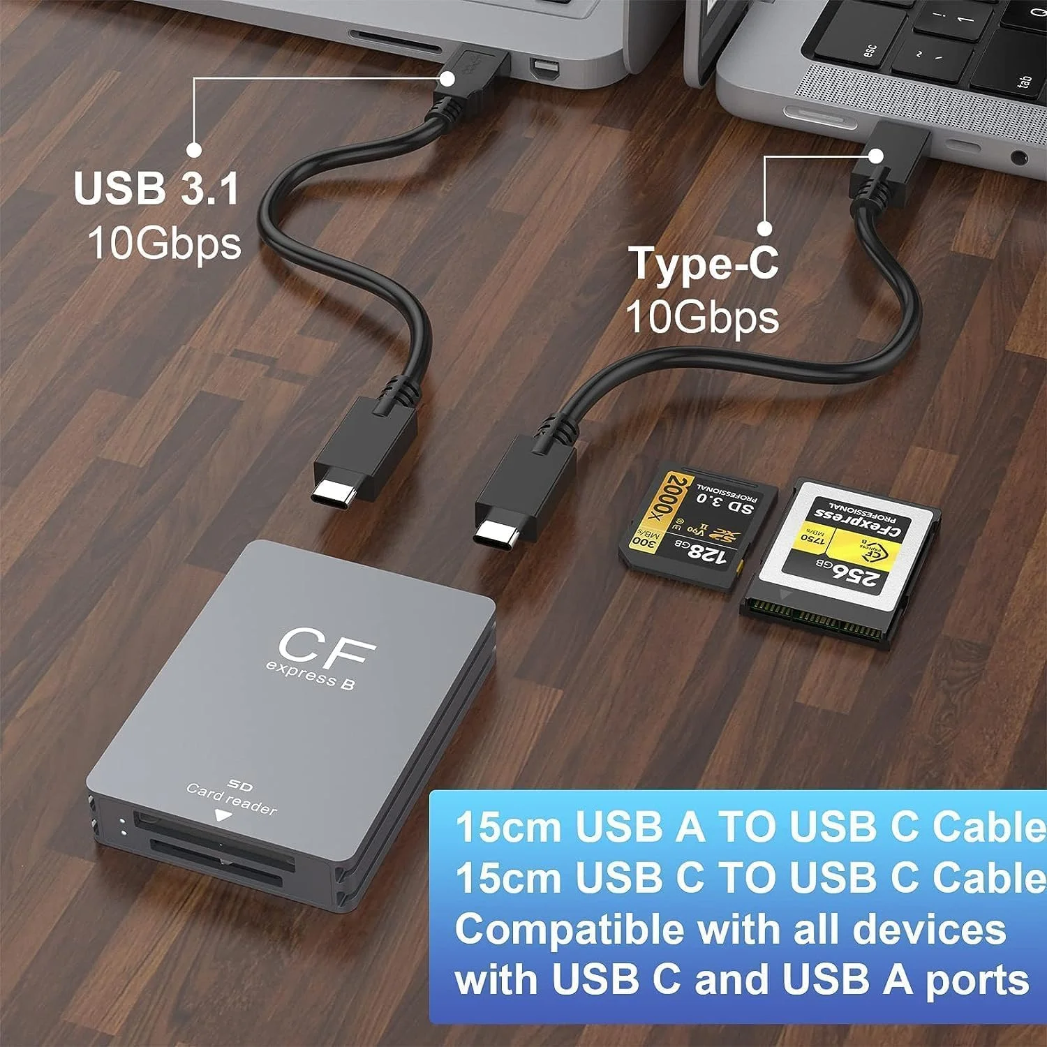 کارت خوان دوگانه CFexpress Type B و SD Card، کارت خوان CF Express با سرعت انتقال فوق العاده USB 3.1 Gen 2 با سرعت 10 گیگابیت بر ثانیه، آداپتور کارت CFexpress Type B/SD با کابل USB C به USBC/USBA برای ویندوز/مک/لینوکس کارت خوان دوگانه CFexpress Type B و SD Card، کارت خوان CF Express با سرعت انتقال فوق العاده USB 3.1 Gen 2 با سرعت 10 گیگابیت بر ثانیه، آداپتور کارت CFexpress Type B/SD با کابل USB C به USBC/USBA برای ویندوز/مک/لینوکس