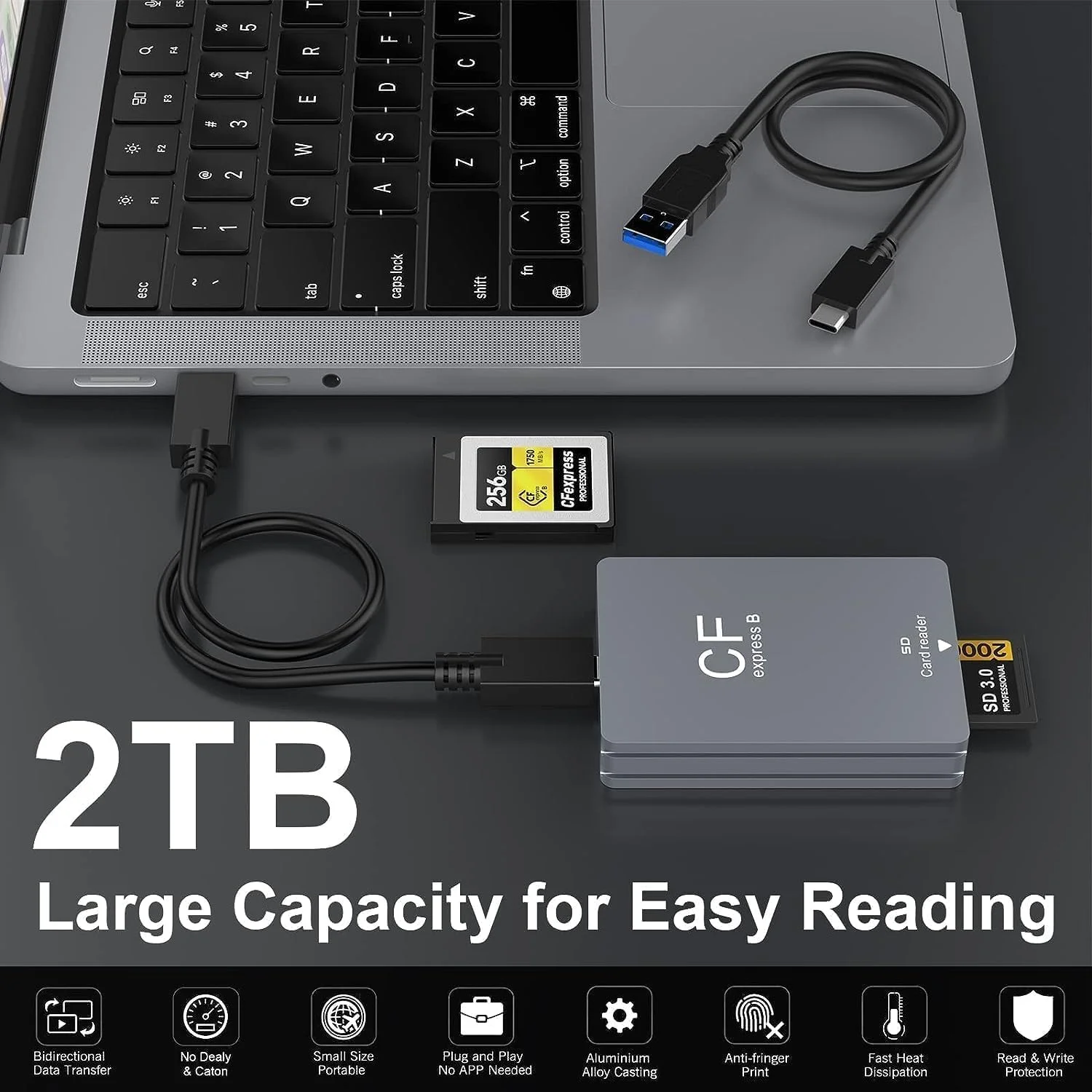 کارت خوان دوگانه CFexpress Type B و SD Card، کارت خوان CF Express با سرعت انتقال فوق العاده USB 3.1 Gen 2 با سرعت 10 گیگابیت بر ثانیه، آداپتور کارت CFexpress Type B/SD با کابل USB C به USBC/USBA برای ویندوز/مک/لینوکس کارت خوان دوگانه CFexpress Type B و SD Card، کارت خوان CF Express با سرعت انتقال فوق العاده USB 3.1 Gen 2 با سرعت 10 گیگابیت بر ثانیه، آداپتور کارت CFexpress Type B/SD با کابل USB C به USBC/USBA برای ویندوز/مک/لینوکس