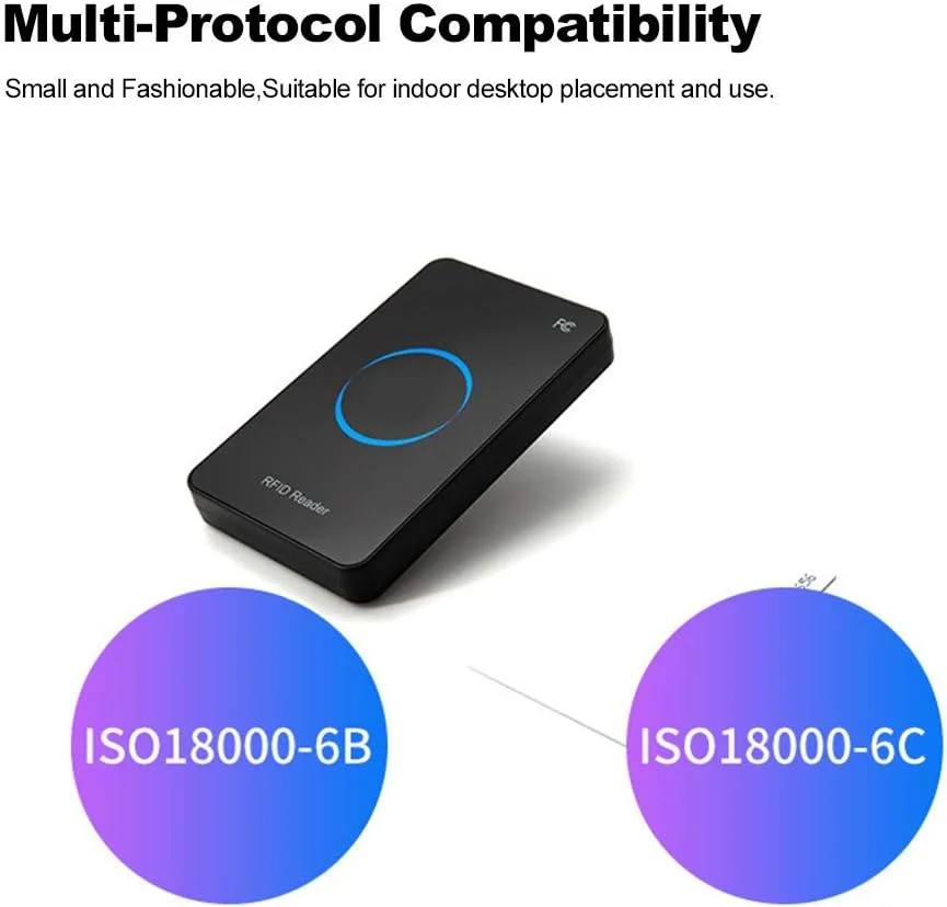 کارتخوان هوشمند USB UHF RFID 915 مگاهرتز، کارتخوان/نویسنده رومیزی بدون تماس USB، کارتخوان تگ الکترونیکی برای برچسب ISO18000-6C/ISO18000-6B کارتخوان هوشمند USB UHF RFID 915 مگاهرتز، کارتخوان/نویسنده رومیزی بدون تماس USB، کارتخوان تگ الکترونیکی برای برچسب ISO18000-6C/ISO18000-6B