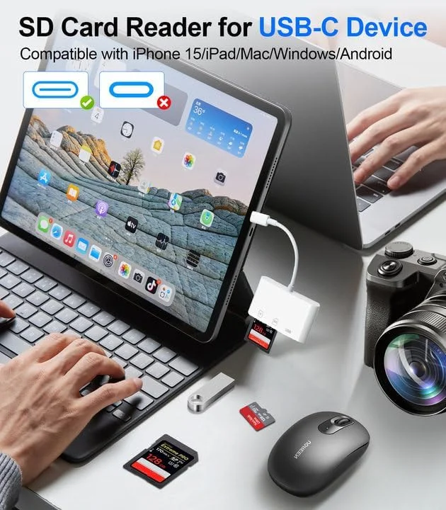 کارت خوان USB C SD برای آیفون 15-17، آداپتور کارت حافظه USB C به Micro SD برای آیپد/مک پرو/ایر، کارت خوان دوربین USBC/Type C با پورت USB A برای آیفون 16 و دستگاه های USBC اندرویدی بیشتر کارت خوان USB C SD برای آیفون 15-17، آداپتور کارت حافظه USB C به Micro SD برای آیپد/مک پرو/ایر، کارت خوان دوربین USBC/Type C با پورت USB A برای آیفون 16 و دستگاه های USBC اندرویدی بیشتر