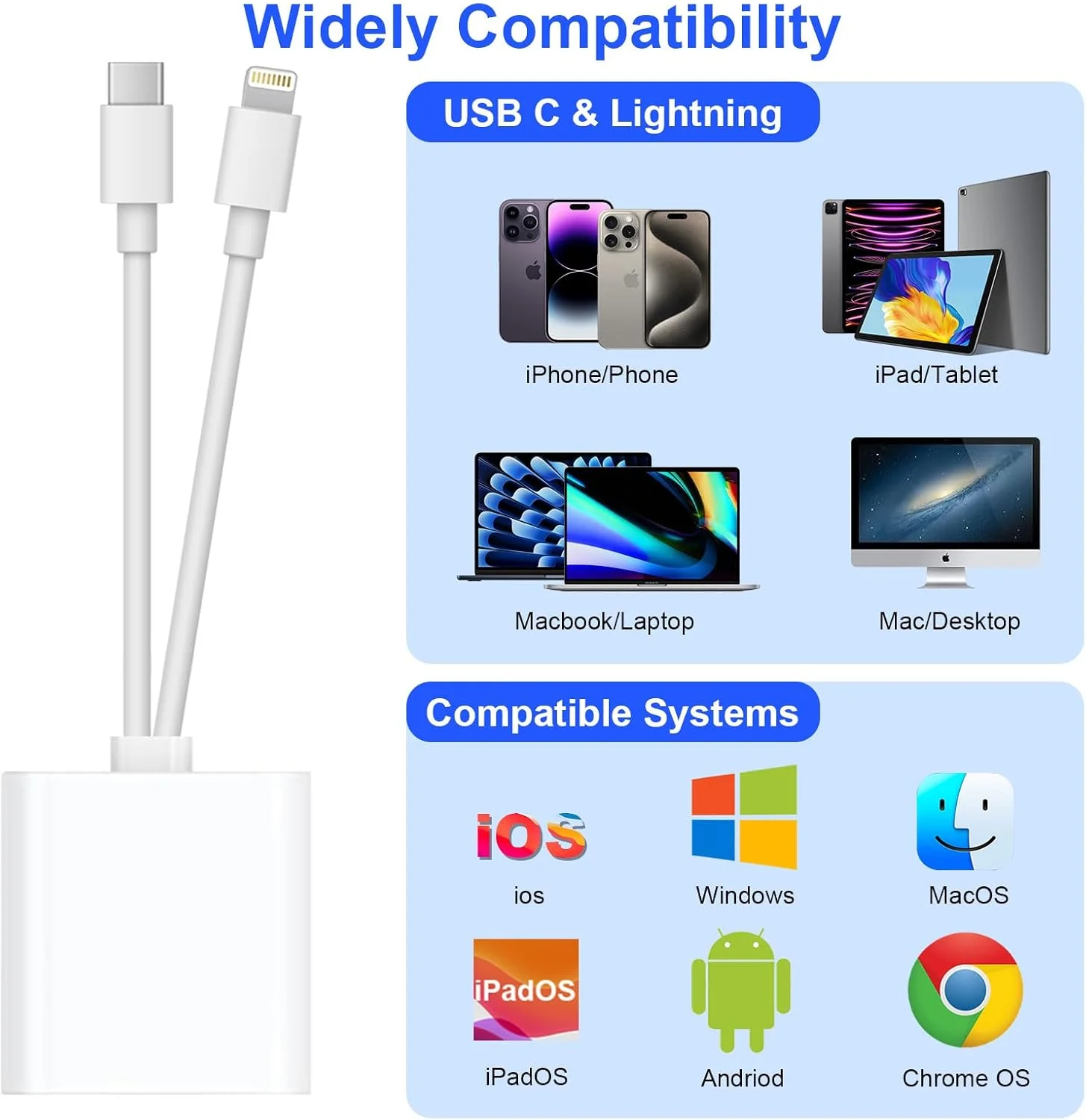 کارت خوان SD برای آیفون آیپد، کارت خوان حافظه با رابط دوگانه USB C و لایتنینگ، آداپتور دوربین دیجیتال به آیفون/مک بوک/لپ تاپ USBC برای کارت SD/TF/سیم کارت، اتصال و پخش آسان، لوازم جانبی دوربین کارت خوان SD برای آیفون آیپد، کارت خوان حافظه با رابط دوگانه USB C و لایتنینگ، آداپتور دوربین دیجیتال به آیفون/مک بوک/لپ تاپ USBC برای کارت SD/TF/سیم کارت، اتصال و پخش آسان، لوازم جانبی دوربین