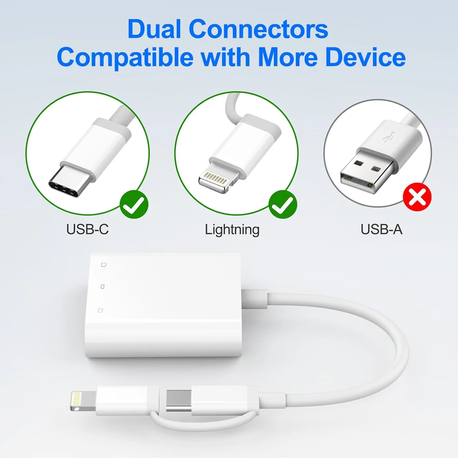 کارت خوان CF SD برای آیفون، آیپد، مک، دارای دو پورت (لایتنینگ و USB C)، آداپتور کارت حافظه دوربین دیجیتال به آیفون با 3 اسلات Compact Flash/SD/MicroSD، اتصال آسان برای تلفن های اندرویدی و لپ تاپ کارت خوان CF SD برای آیفون، آیپد، مک، دارای دو پورت (لایتنینگ و USB C)، آداپتور کارت حافظه دوربین دیجیتال به آیفون با 3 اسلات Compact Flash/SD/MicroSD، اتصال آسان برای تلفن های اندرویدی و لپ تاپ