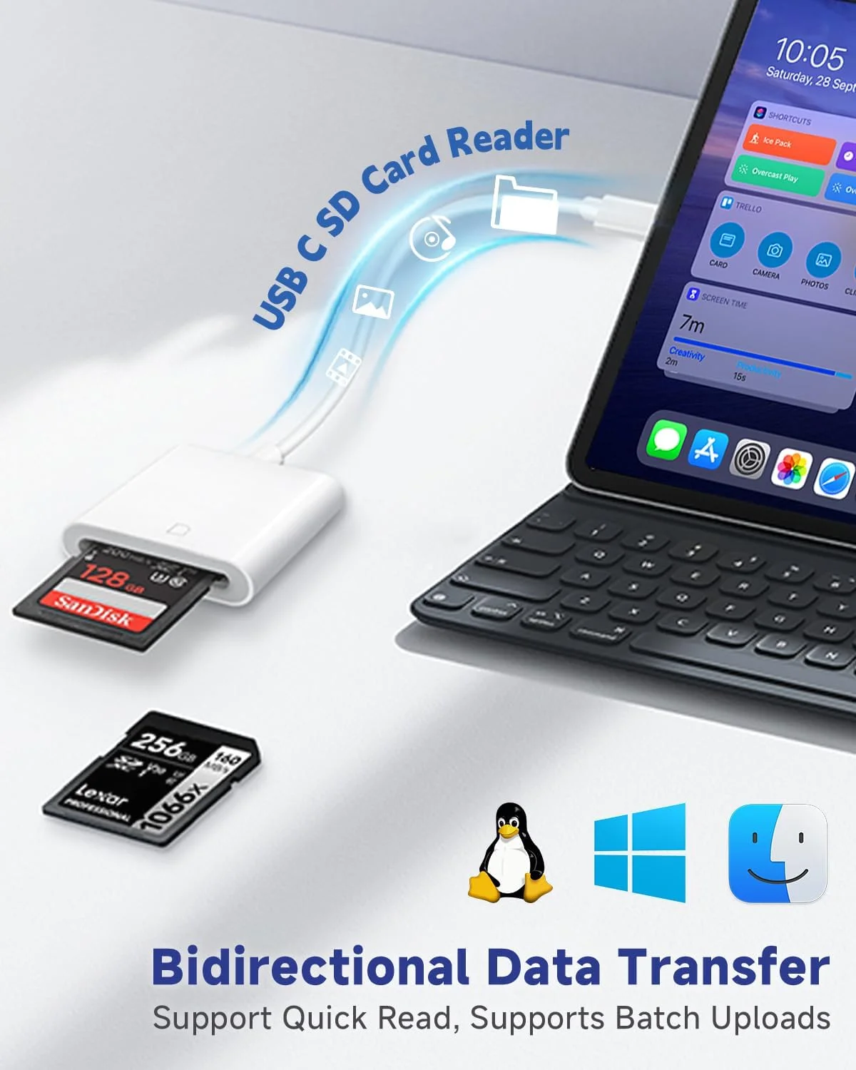 کارت خوان SD با پورت USB C، آداپتور دوربین دیجیتال Type C، اتصال آسان برای iPhone 15/16/17 Pro Max، iPad، MacBook، Galaxy، جنس TPE بادوام، برای دوربین های تله ای، عکاسان و مسافران - سفید کارت خوان SD با پورت USB C، آداپتور دوربین دیجیتال Type C، اتصال آسان برای iPhone 15/16/17 Pro Max، iPad، MacBook، Galaxy، جنس TPE بادوام، برای دوربین های تله ای، عکاسان و مسافران - سفید