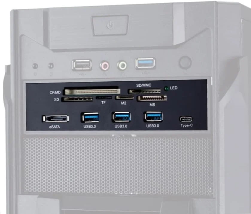 کارتخوان داخلی 5.25 اینچی با سرعت بالا، رابط USB 3.0، پنل جلویی چندکاره برای کامپیوتر، مجهز به پورت eSATA و USB 3.1 کارتخوان داخلی 5.25 اینچی با سرعت بالا، رابط USB 3.0، پنل جلویی چندکاره برای کامپیوتر، مجهز به پورت eSATA و USB 3.1