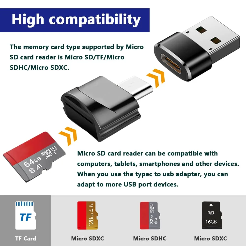 کارت خوان USB C به Micro SD TF، آداپتور کارت خوان حافظه هوشمند Type C به Micro SD OTG سازگار با مک، آیپد پرو، سامسونگ و تلفن های اندرویدی، به همراه آداپتور Type C به USB (2 عدد) کارت خوان USB C به Micro SD TF، آداپتور کارت خوان حافظه هوشمند Type C به Micro SD OTG سازگار با مک، آیپد پرو، سامسونگ و تلفن های اندرویدی، به همراه آداپتور Type C به USB (2 عدد)