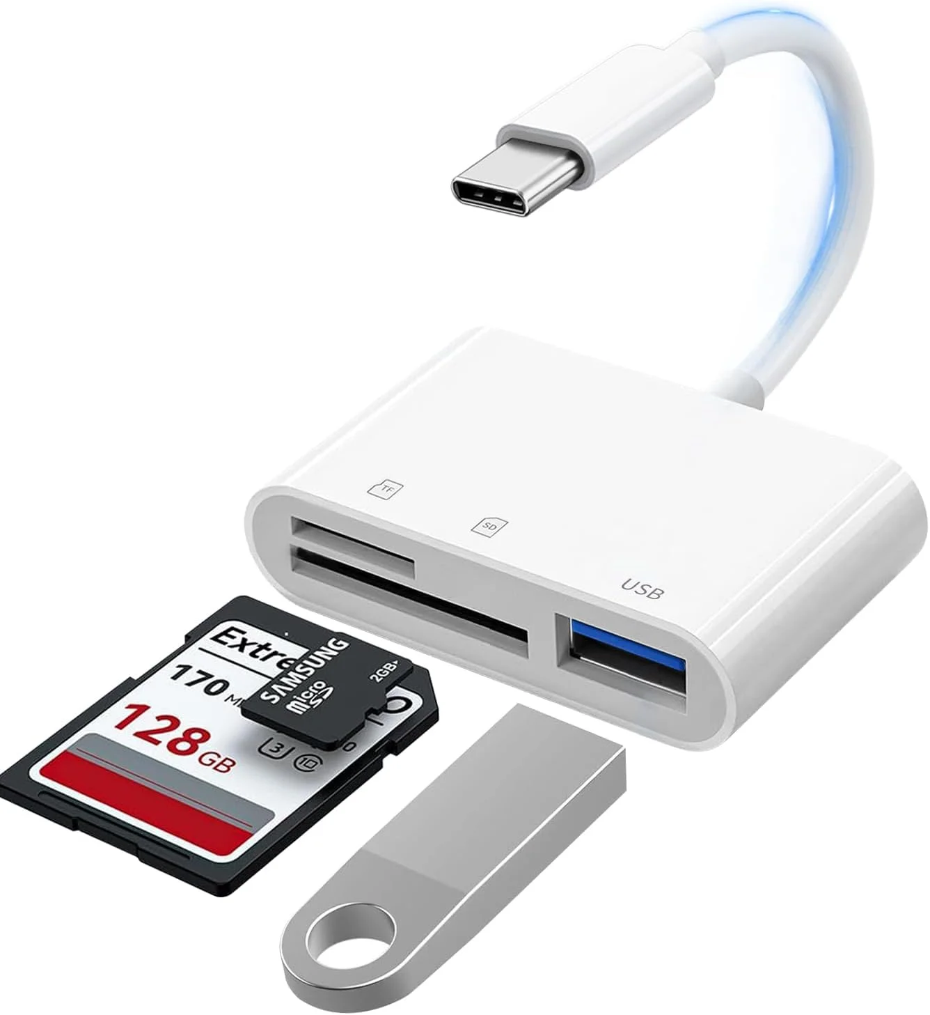 کارت خوان SD برای آیفون، کارت خوان میکرو SD 3-1 USB C (دارای پورت USB A)، آداپتور Type C به کارت SD سازگار با آیفون 15/16، لپ تاپ و دستگاه های اندرویدی، پشتیبانی از کارت های SD، SDHC، SDXC، Micro SD/SDHC/SDXC و غیره