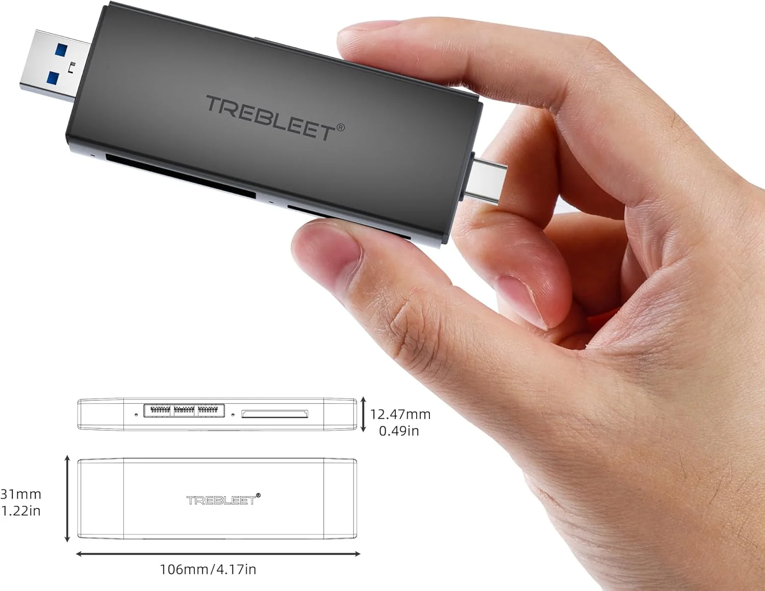 کارت خوان حافظه دو اسلاته CFexpress Type B و SD UHS-II، USB 3.2 10Gbps، پورت 2 در 1 USB C و USB A، OTG برای آیفون 15 پرو/آیپد پرو/کامپیوتر/لپ تاپ/تلفن هوشمند/تبلت