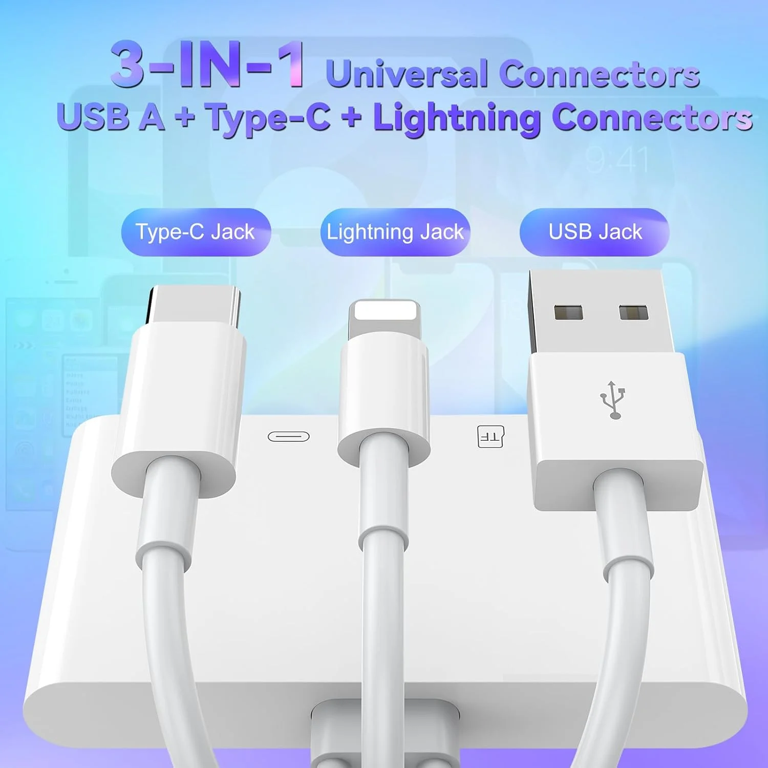 کارت خوان حافظه 5 در 1 برای آیفون، آداپتور USB C OTG کارت خوان SD با اتصال دهنده USB C به A، دو اسلات Micro SD/SD برای آیفون/آیپد/گلکسی/اندروید/کامپیوتر/لپ تاپ/غیره