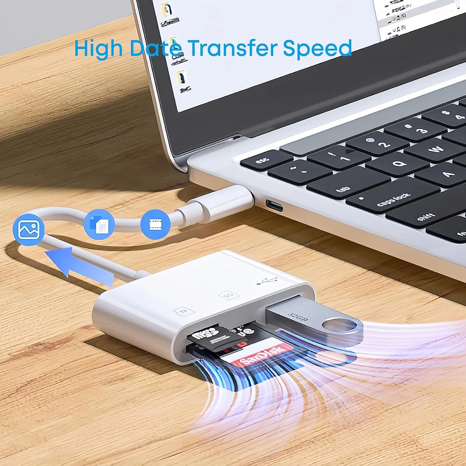 آداپتور کارت خوان USB C SD/TF، آداپتور دوربین Type-C - آداپتور کارت خوان حافظه دیسک USB C به TF/SD/USB 3 در 1 برای iPhone 15/15Pro و بالاتر/iPad Pro/MacBook Pro/iMac/Samsung/Chromebook/Pixelbook و غیره