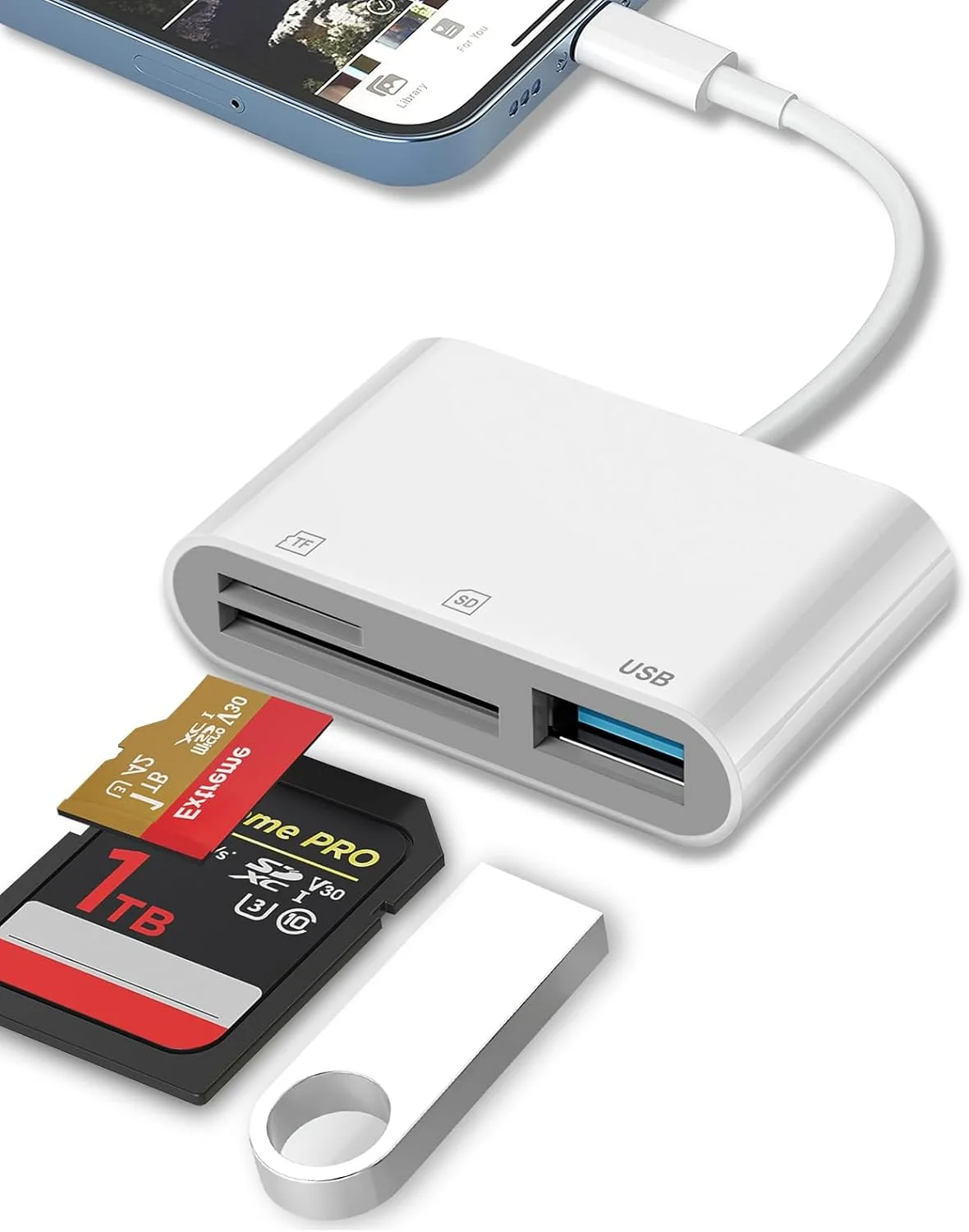 کارت خوان SD برای آیفون 15/16/آیپد/مک بوک - آداپتور کارت خوان حافظه دو پورت USBC، سازگار با دوربین های دیجیتال کانن/نیکون/سونی/کداک، SD/MicroSD، اتصال و پخش (بدون نیاز به برنامه) کارت خوان SD برای آیفون 15/16/آیپد/مک بوک - آداپتور کارت خوان حافظه دو پورت USBC، سازگار با دوربین های دیجیتال کانن/نیکون/سونی/کداک، SD/MicroSD، اتصال و پخش (بدون نیاز به برنامه)