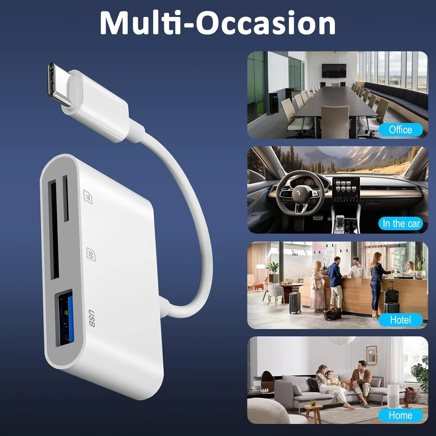 کارت خوان SD برای آیفون 15/16/آیپد/مک بوک - آداپتور کارت خوان حافظه دو پورت USBC، سازگار با دوربین های دیجیتال کانن/نیکون/سونی/کداک، SD/MicroSD، اتصال و پخش (بدون نیاز به برنامه)