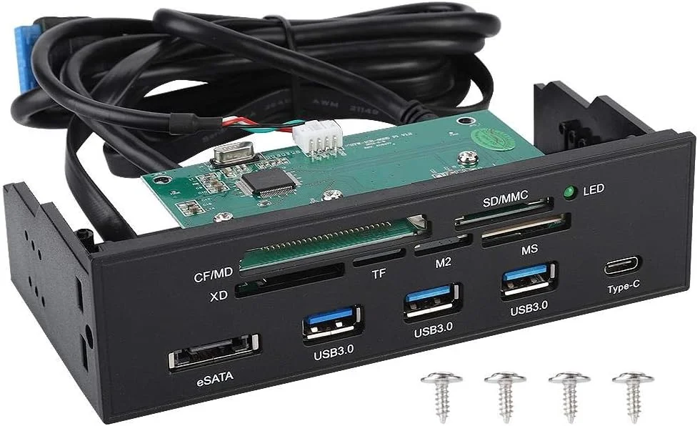 داشبورد کارت خوان داخلی چند منظوره 5.25 اینچی - پنل جلویی کامپیوتر کارت خوان USB 3.0 داخلی با 3 پورت USB 3.0، پشتیبانی از کارت های M2, MSO, SD, MS, XD, 64G CF داشبورد کارت خوان داخلی چند منظوره 5.25 اینچی - پنل جلویی کامپیوتر کارت خوان USB 3.0 داخلی با 3 پورت USB 3.0، پشتیبانی از کارت های M2, MSO, SD, MS, XD, 64G CF