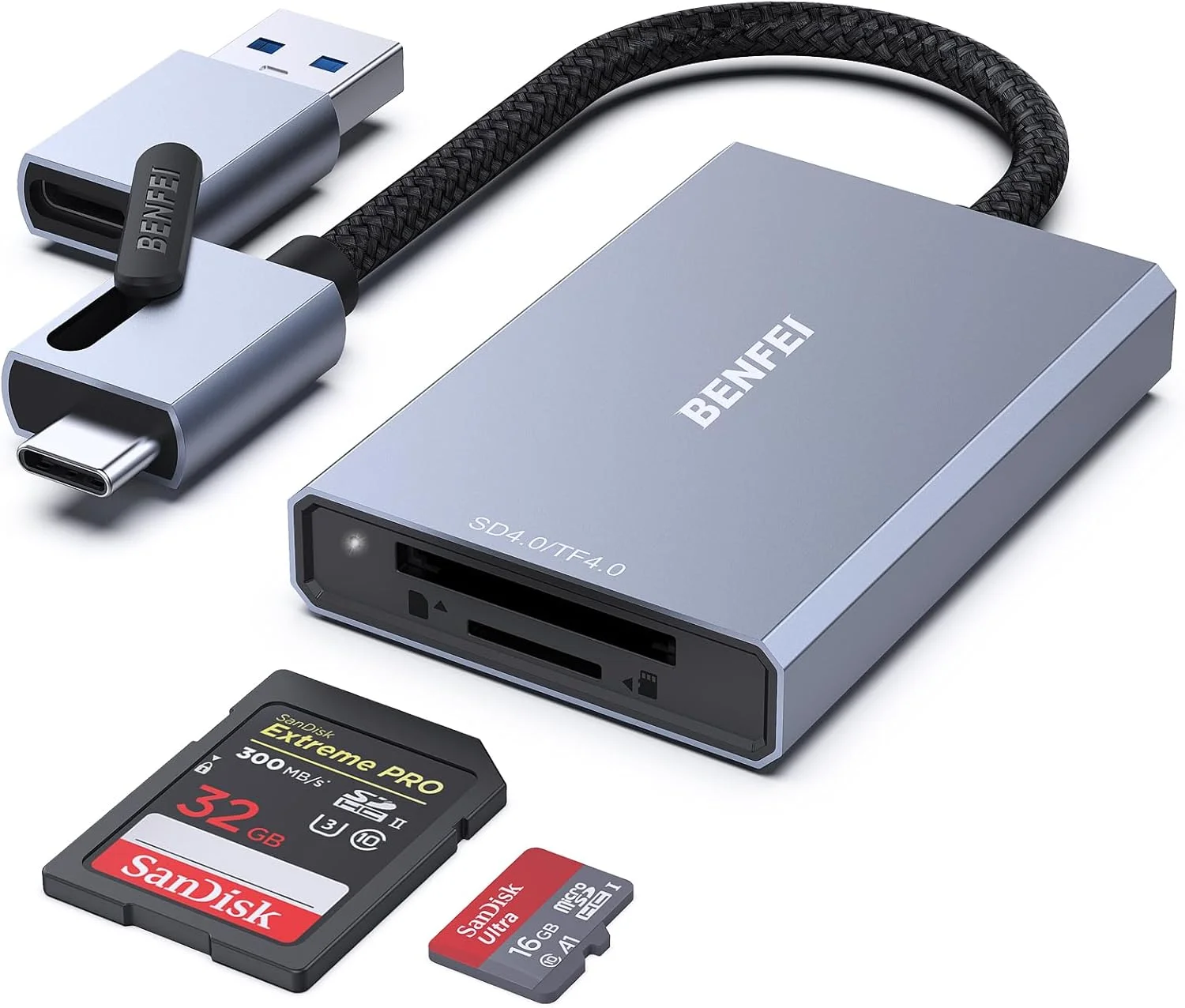 کارت خوان SD 4.0 بنفی، کارت خوان حافظه 2 در 1 USB-C/USB-A، برای کارت های SDXC، SDHC، SD، MMC، RS-MMC، Micro SDXC، Micro SD، Micro SDHC، UHS-II و UHS-I کارت خوان SD 4.0 بنفی، کارت خوان حافظه 2 در 1 USB-C/USB-A، برای کارت های SDXC، SDHC، SD، MMC، RS-MMC، Micro SDXC، Micro SD، Micro SDHC، UHS-II و UHS-I
