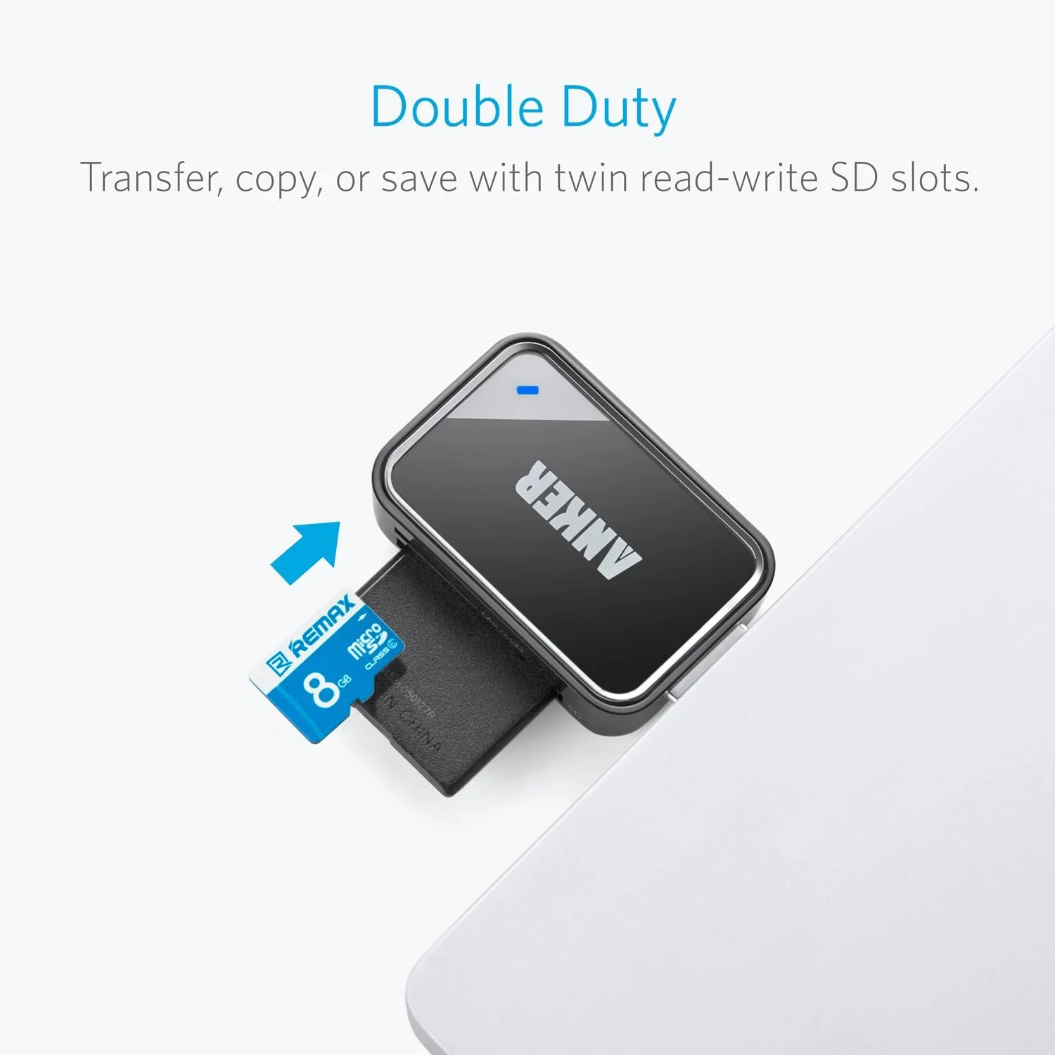 کارت خوان USB 3.0 انکر، 2 در 1 برای کارت های SDXC, SDHC, MMC, RS-MMC, Micro SDXC, Micro SD, Micro SDHC, UHS-I - کارت خوان، کارت خوان Micro SD