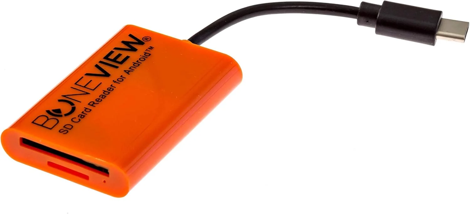کارت خوان SD برای اندروید - نمایشگر دوربین شکاری نوع C USB توسط BoneView - پشتیبان گیری، پخش، ذخیره و به اشتراک گذاری عکس و فیلم شکار گوزن از کارت حافظه دوربین های شکاری در اکثر تلفن های هوشمند USB-C