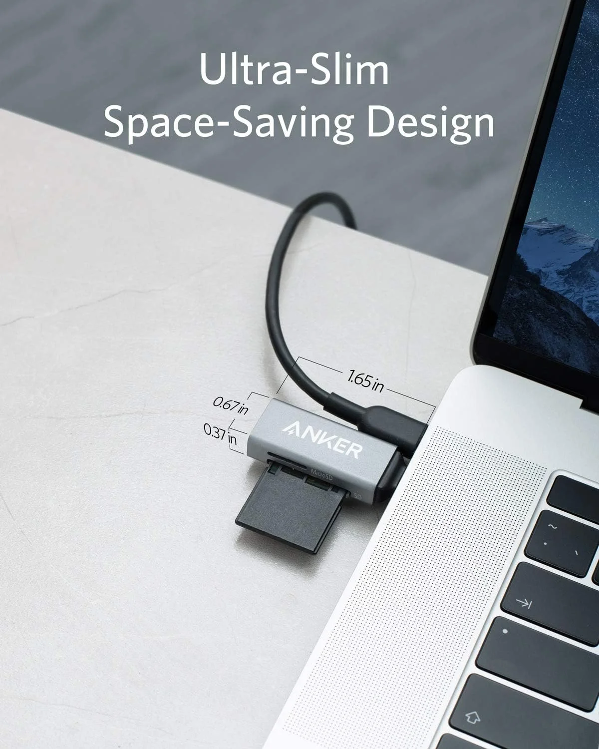 کارت خوان حافظه انکر مدل SD، آداپتور کارت خوان حافظه USB C دو در یک (بسته 2 عددی)، انتقال داده با سرعت بالا